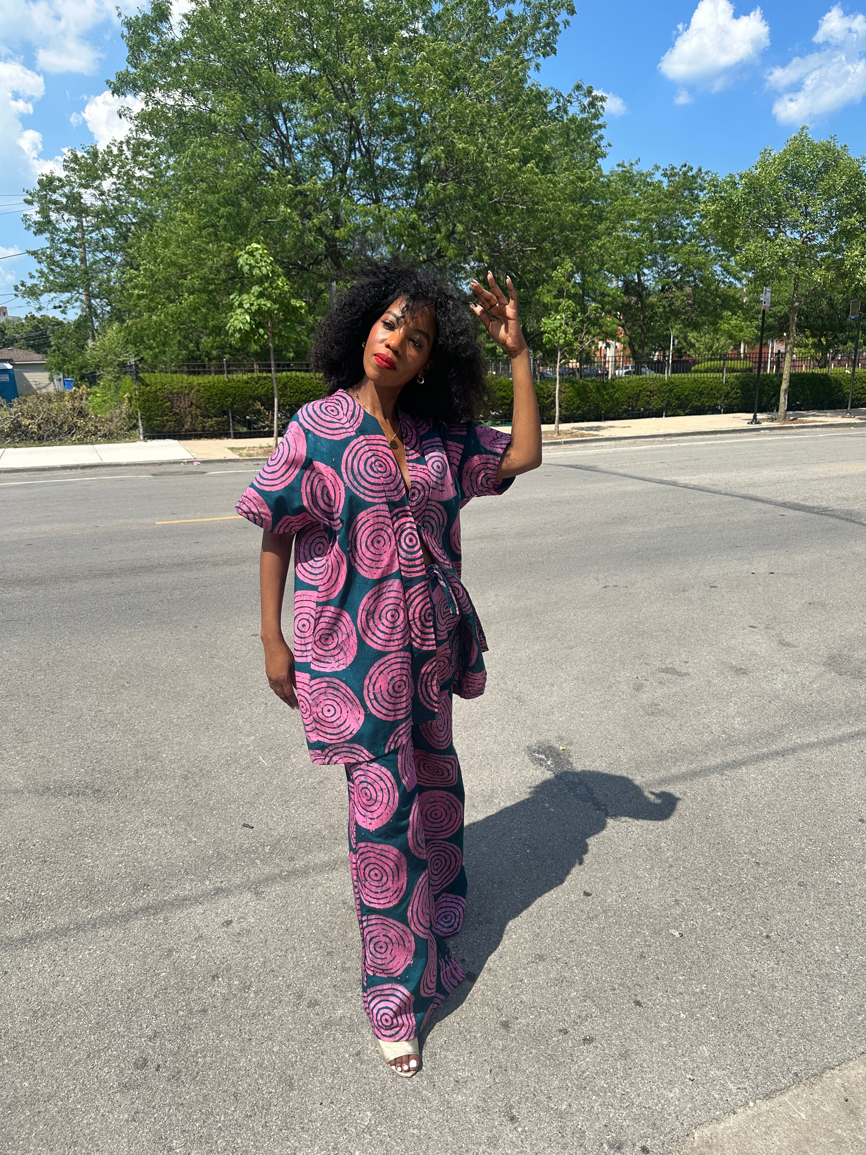 The Raha Set - Dark Green and Pink