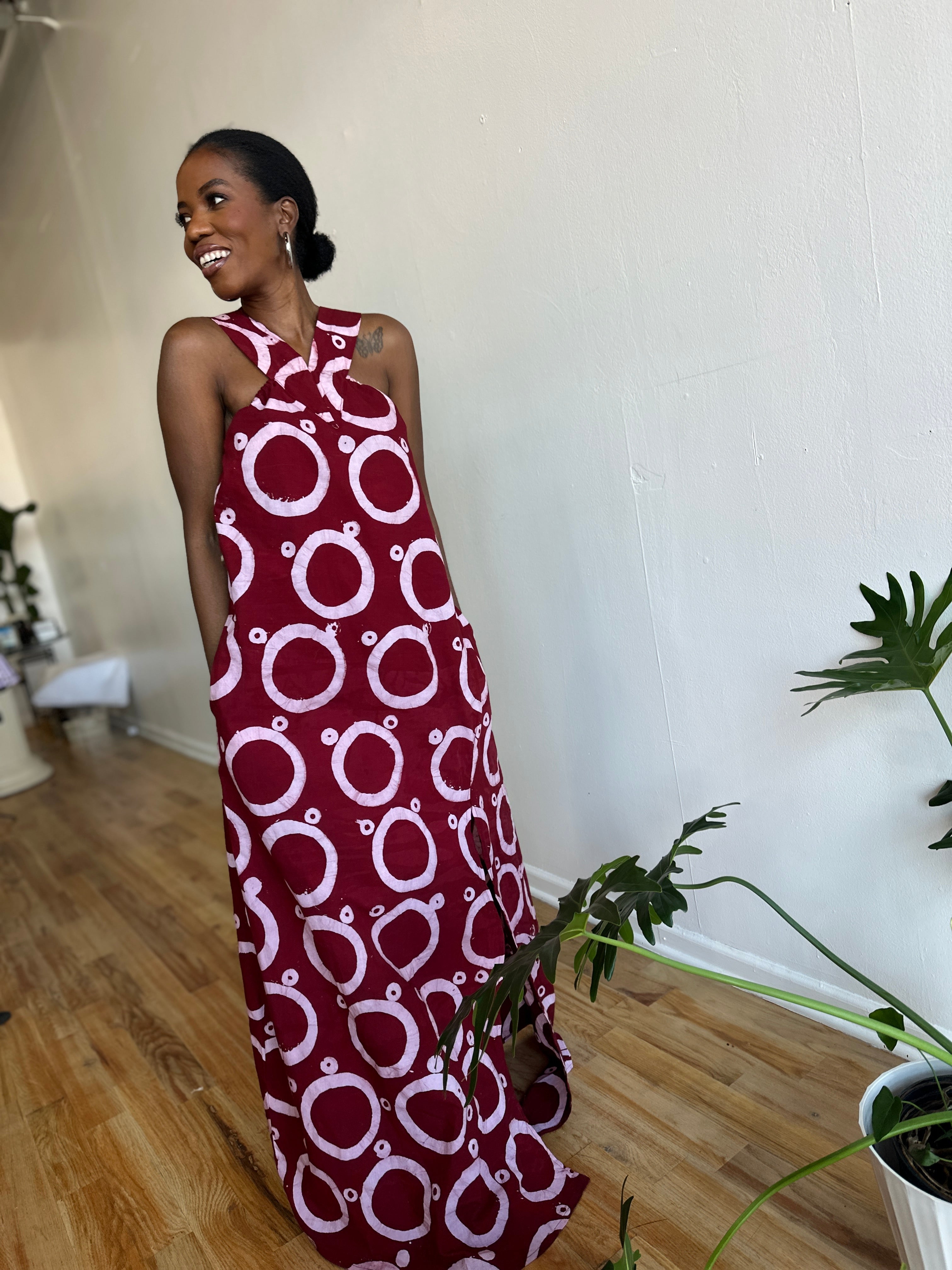 The Mrembo Dress- Blood Red Batiki