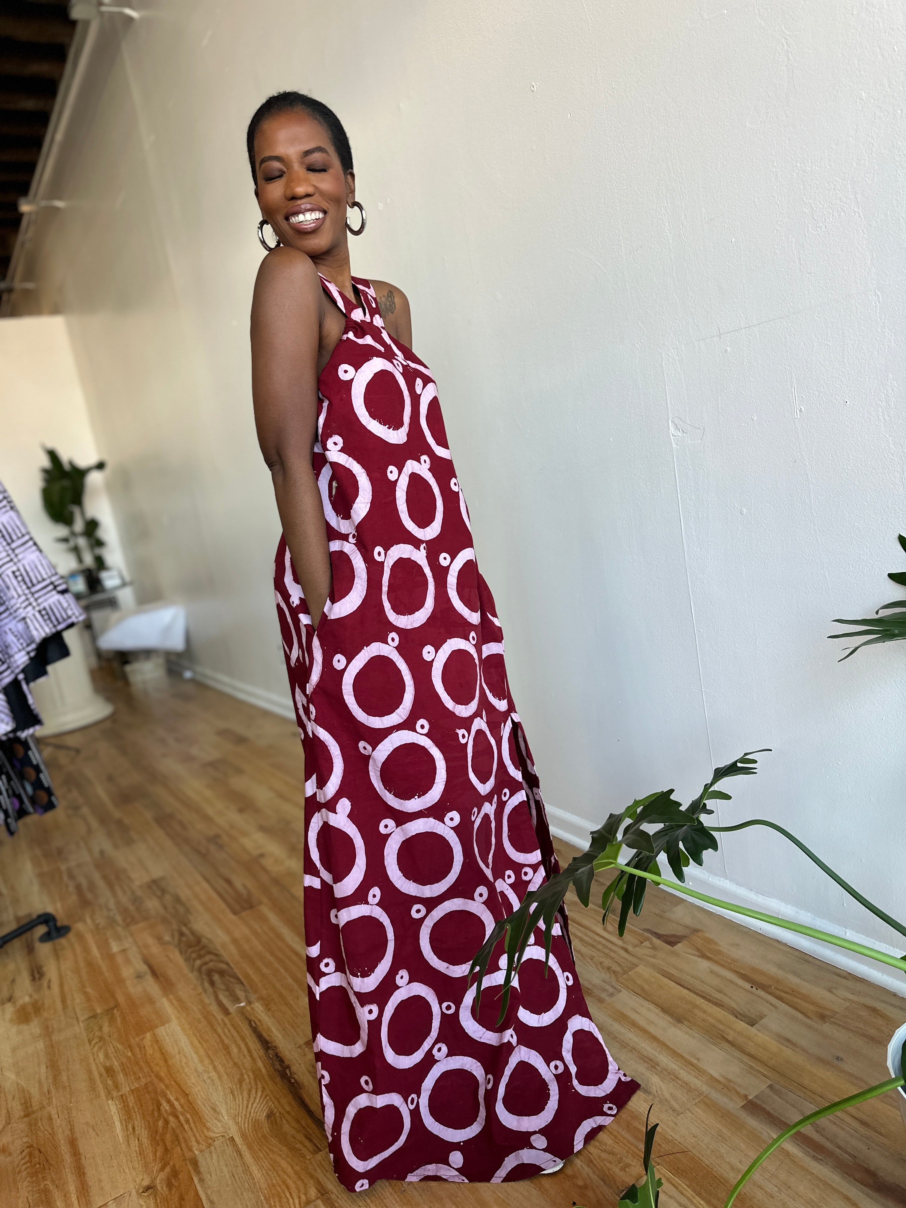 The Mrembo Dress- Blood Red Batiki