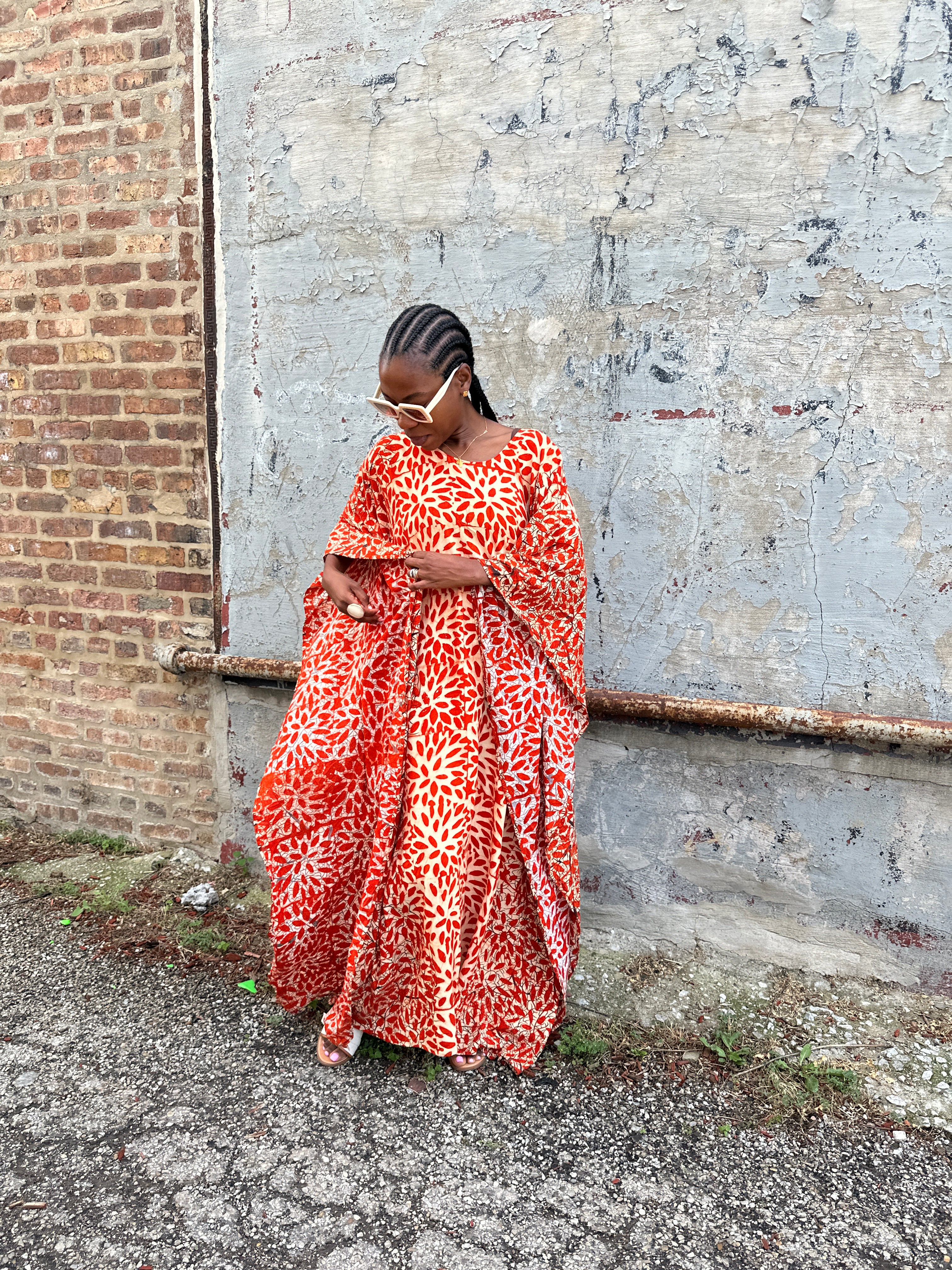 Rich Auntie Dera Dress-Orange Crush