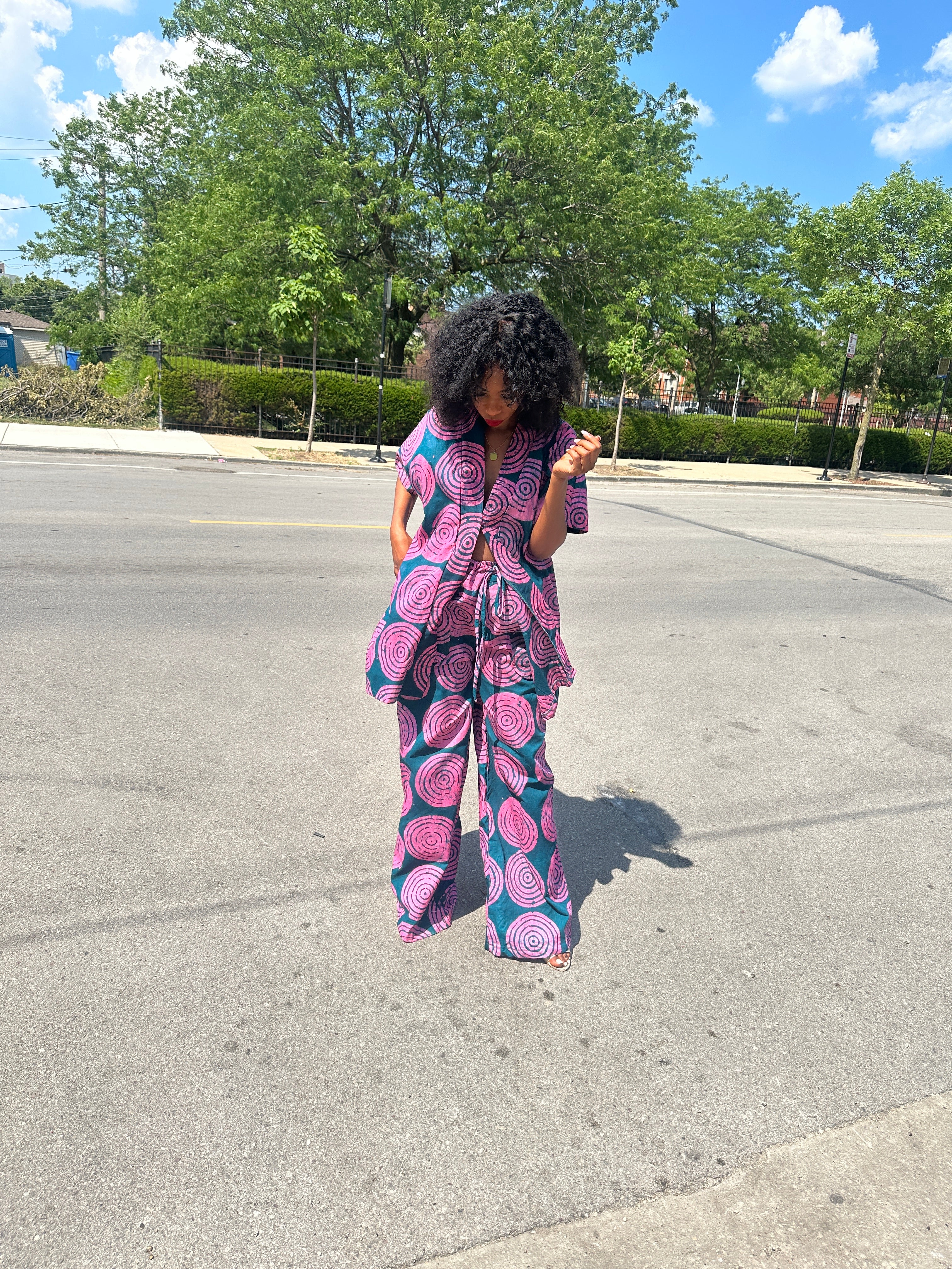 The Raha Set - Dark Green and Pink