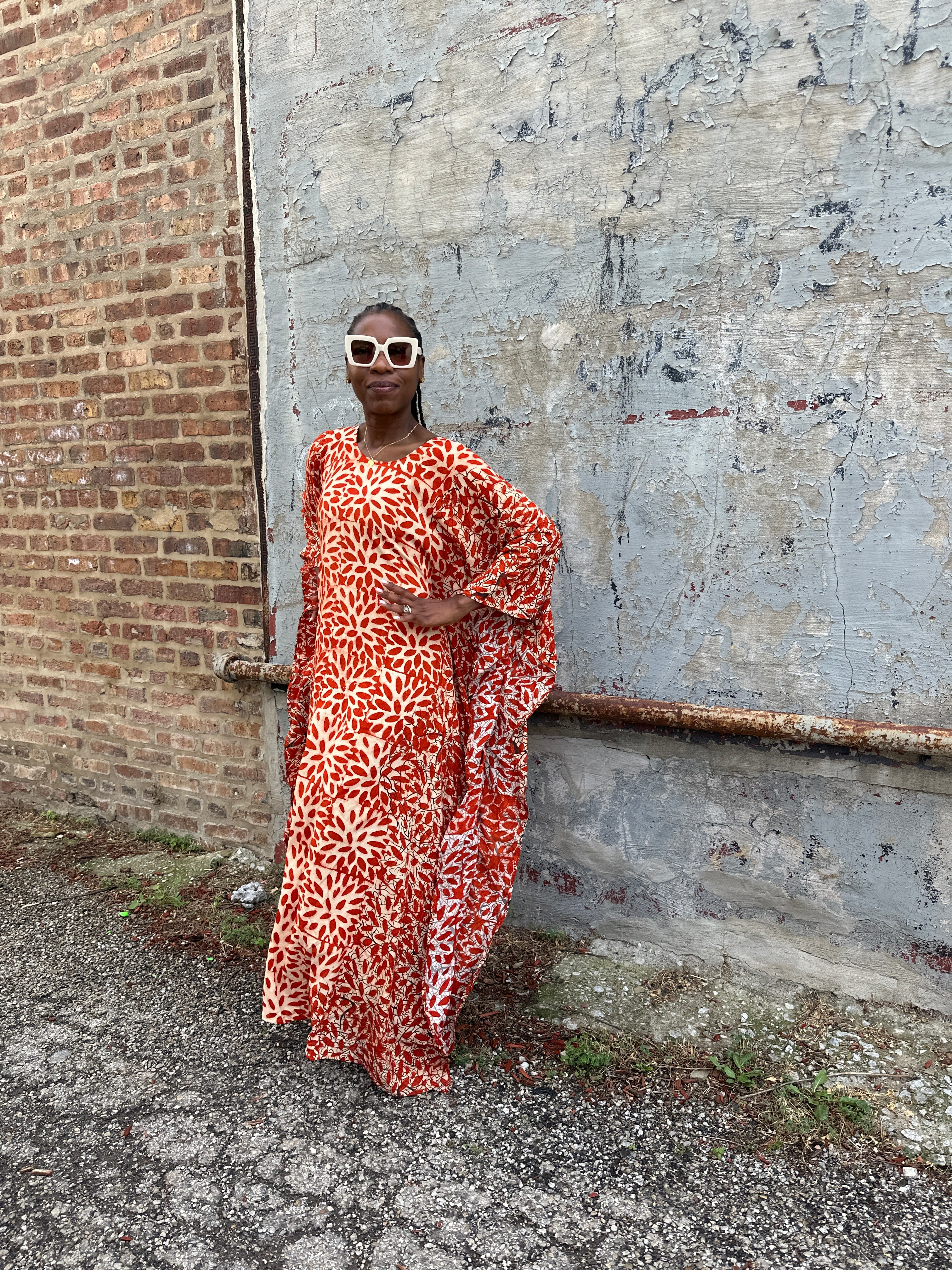 Rich Auntie Dera Dress-Orange Crush