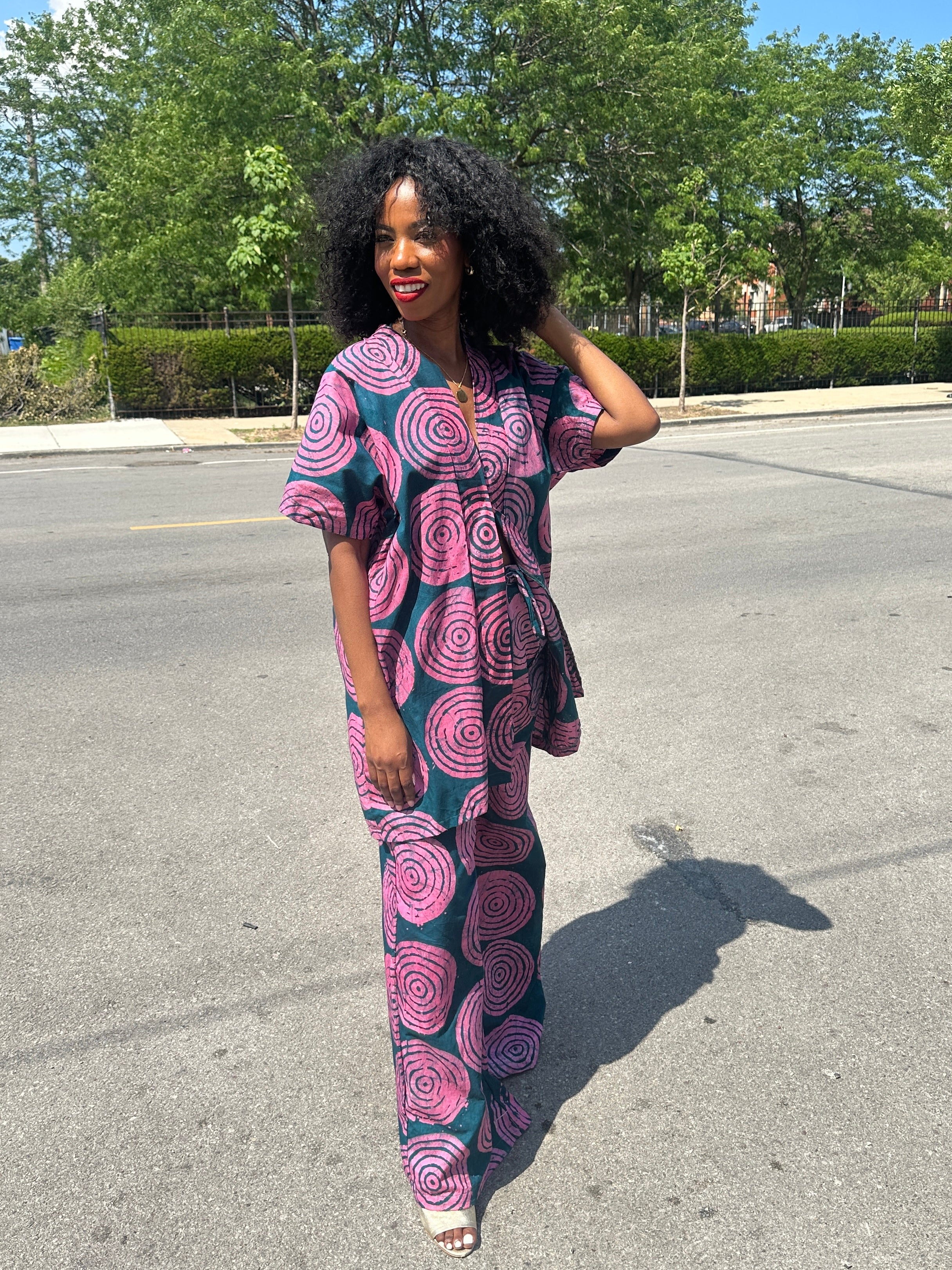 The Raha Set - Dark Green and Pink