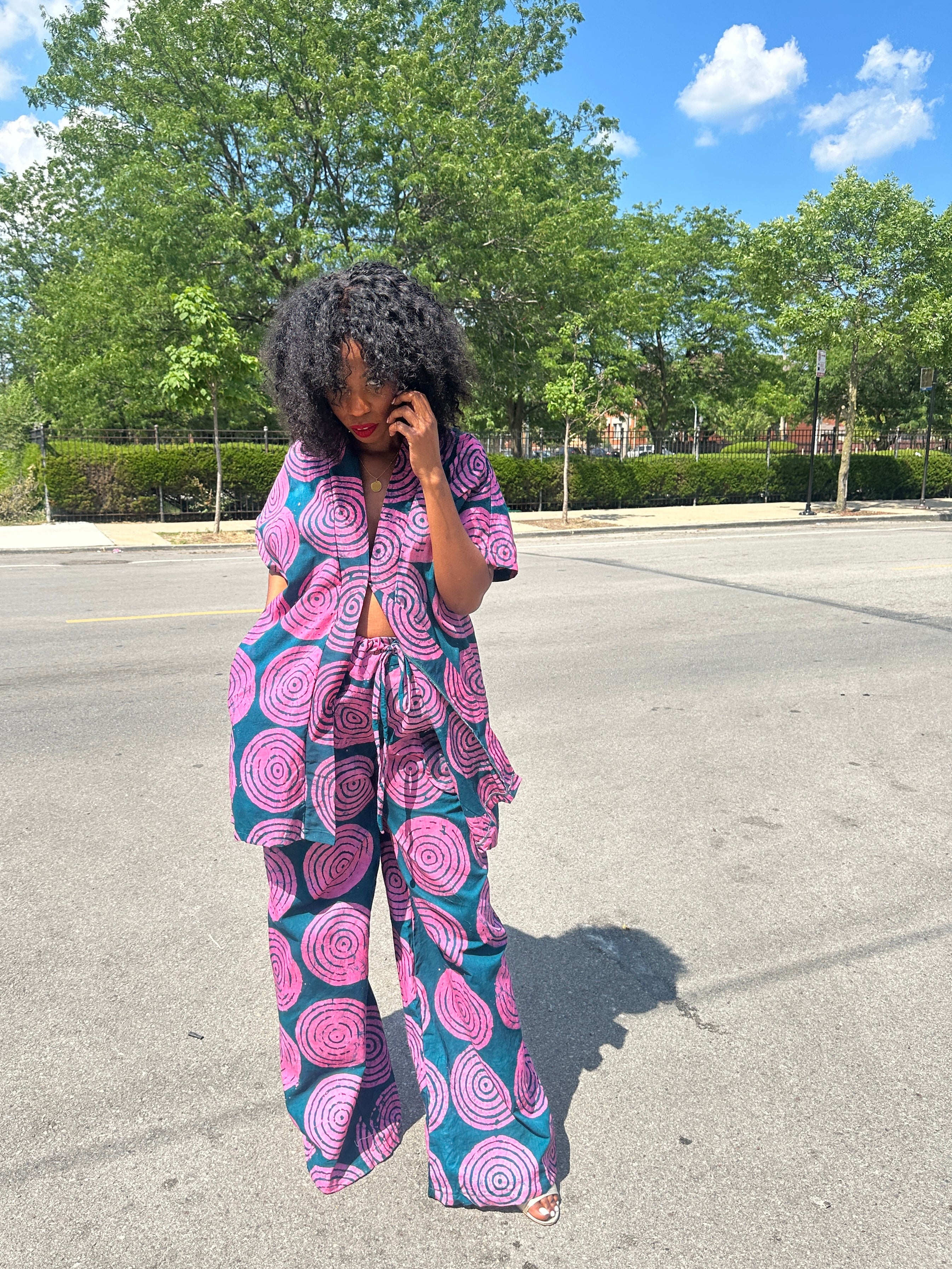 The Raha Set - Dark Green and Pink