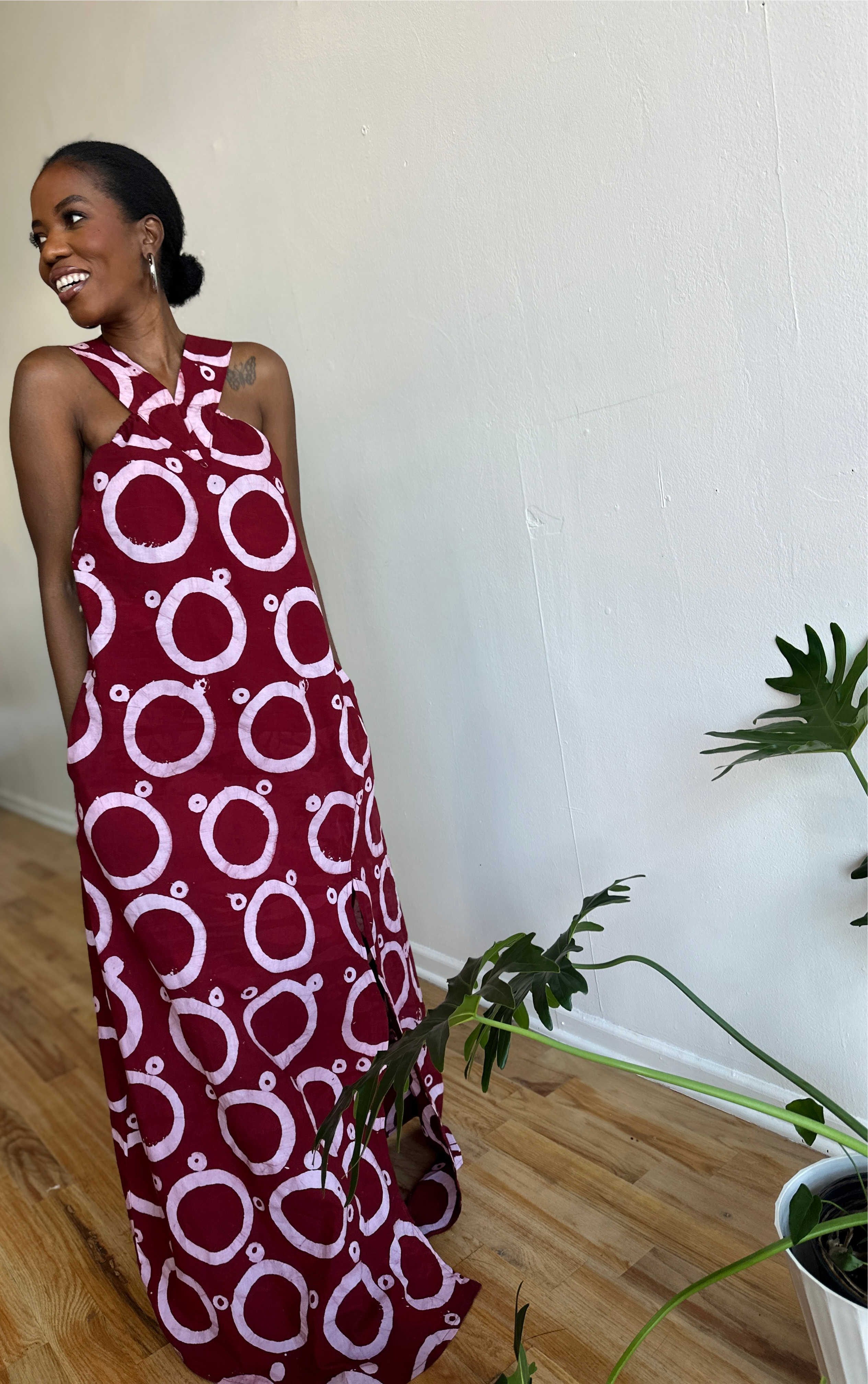 The Mrembo Dress- Blood Red Batiki
