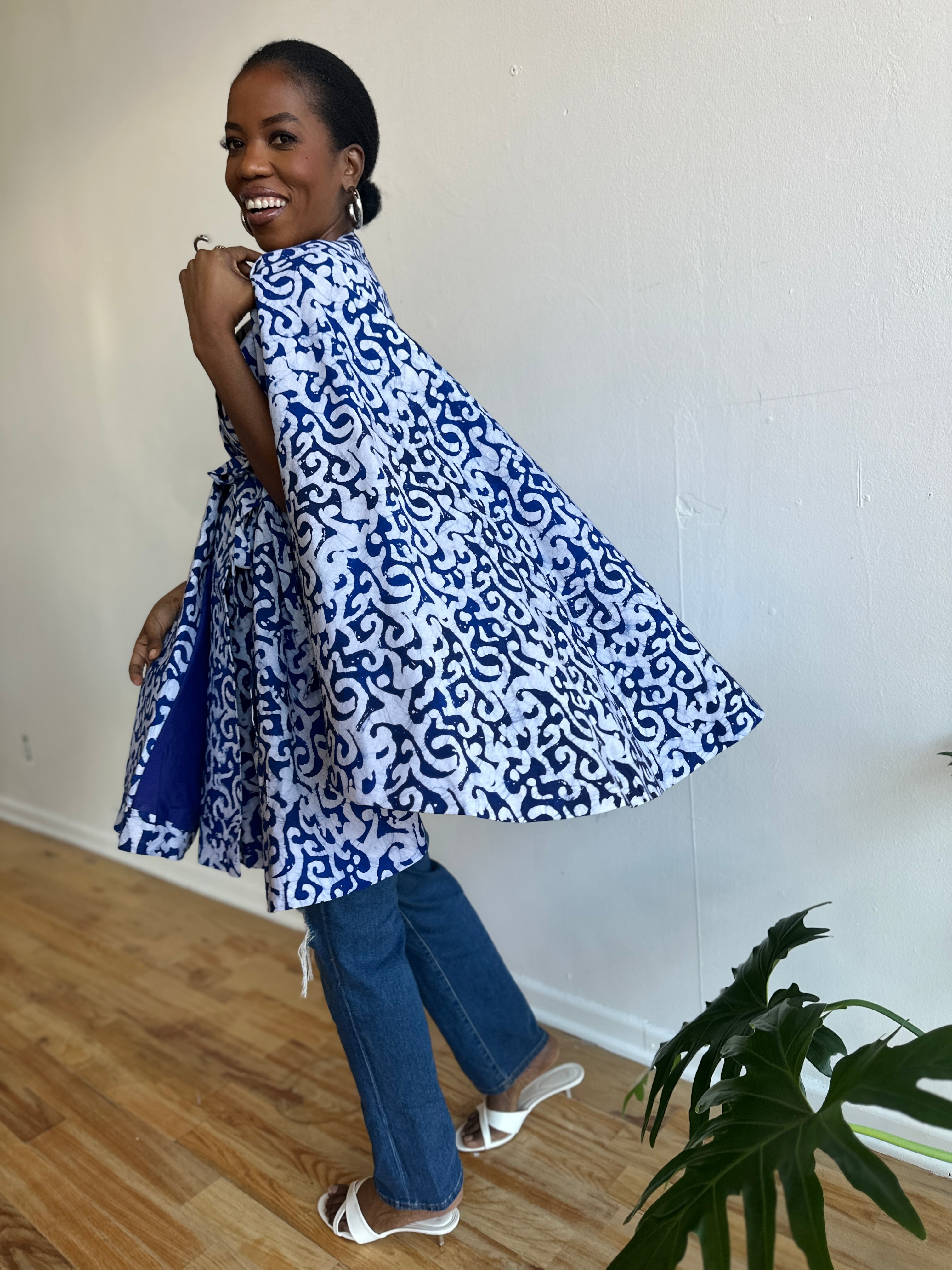 It’s Handled Jacket- Blue Batiki