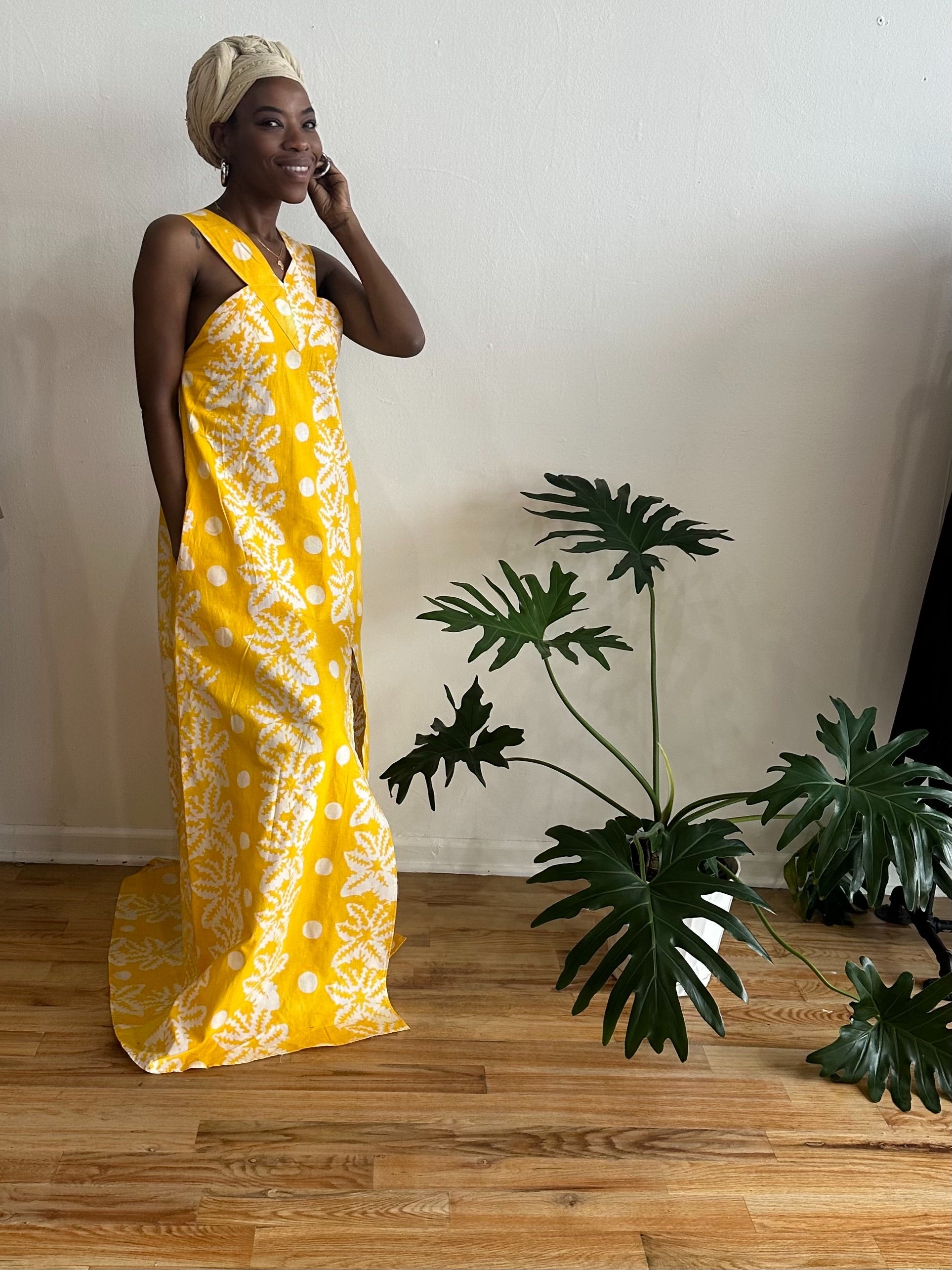 The Mrembo Dress- Yellow Batiki