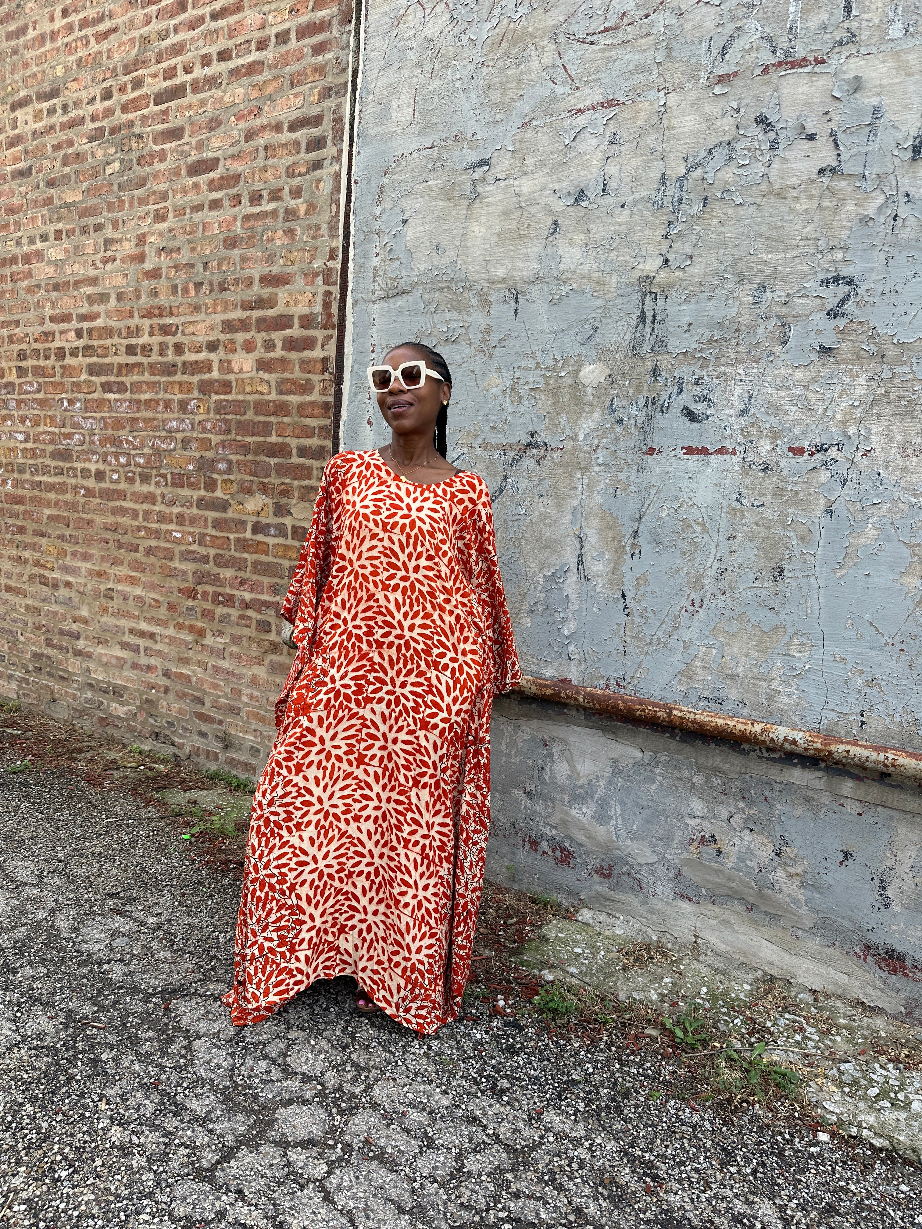 Rich Auntie Dera Dress-Orange Crush