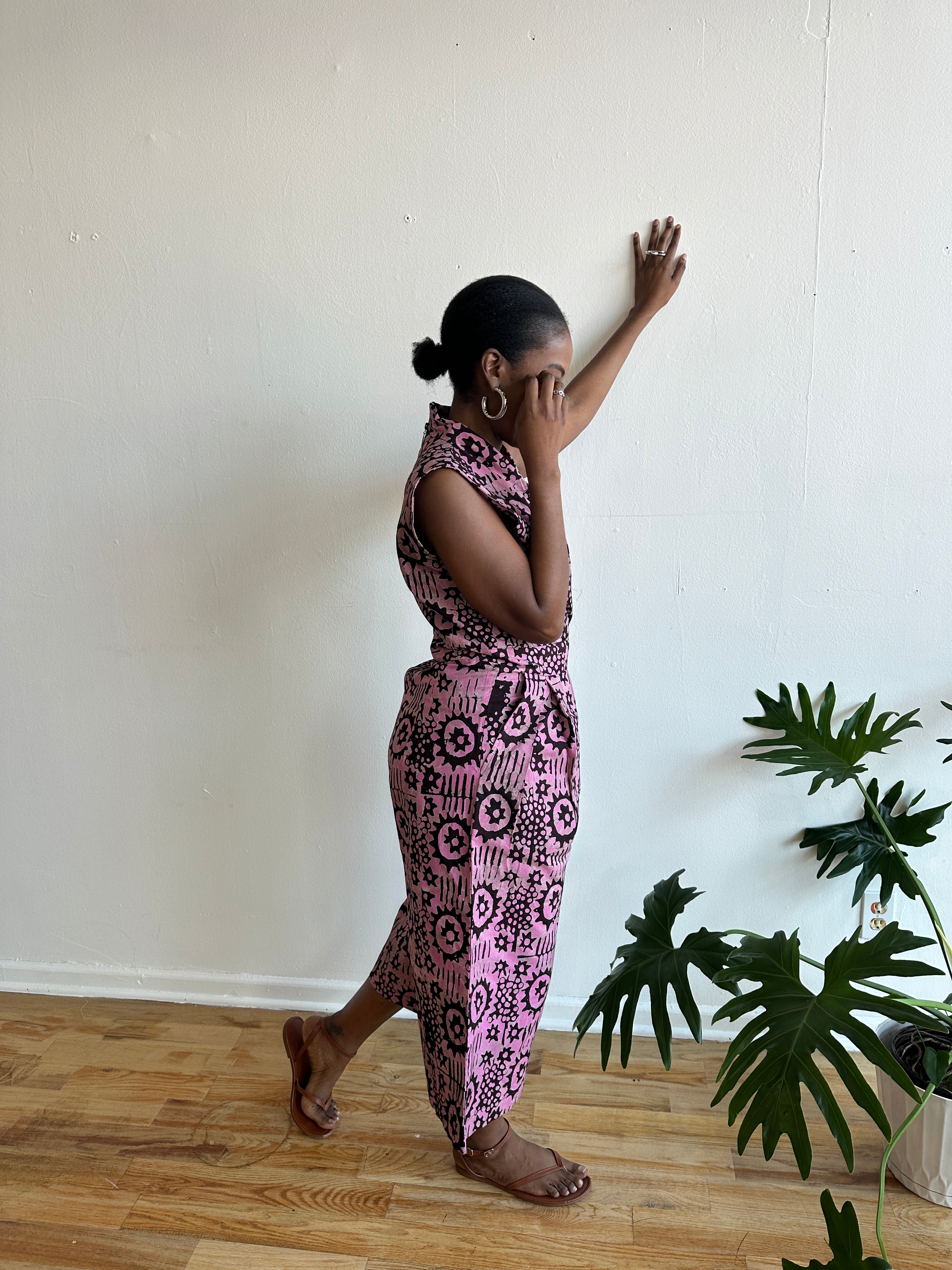 The Hadithi Culotte Jumpsuit- Plum Batiki