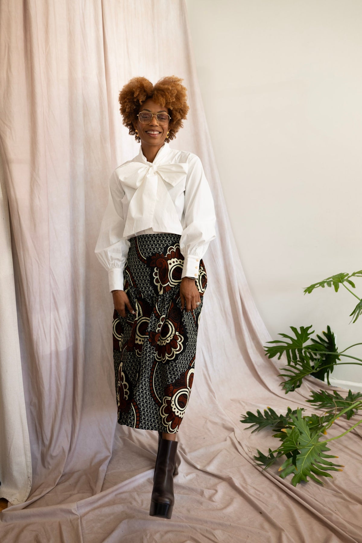Jengo African Print Barrel Midi Skirt