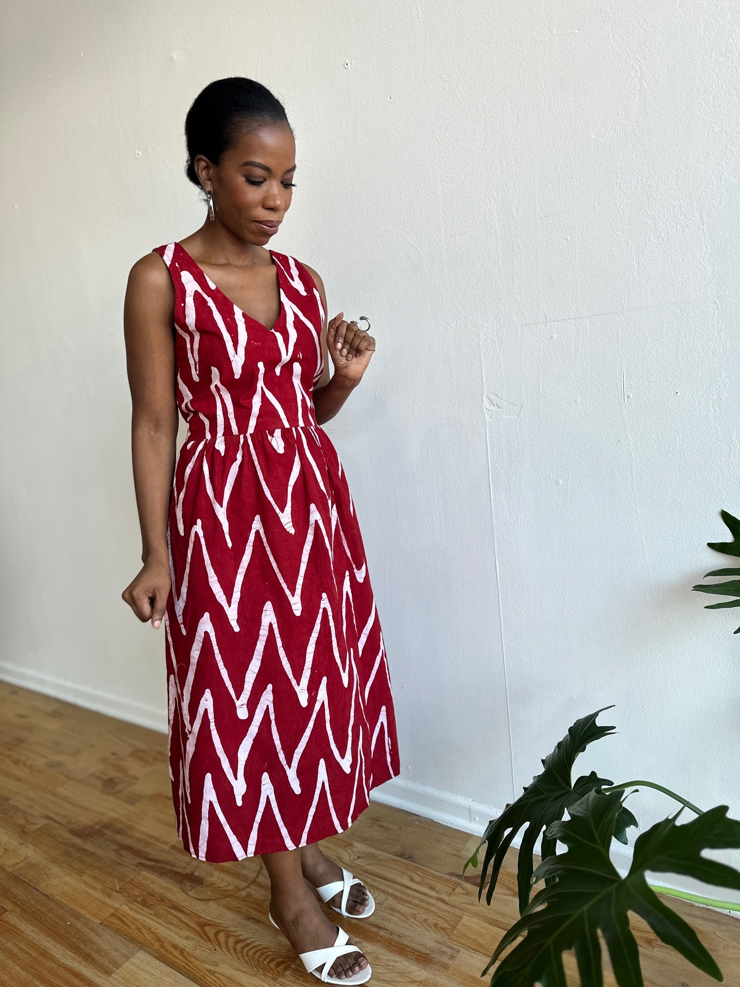 The Upendo Dress- Red Batiki