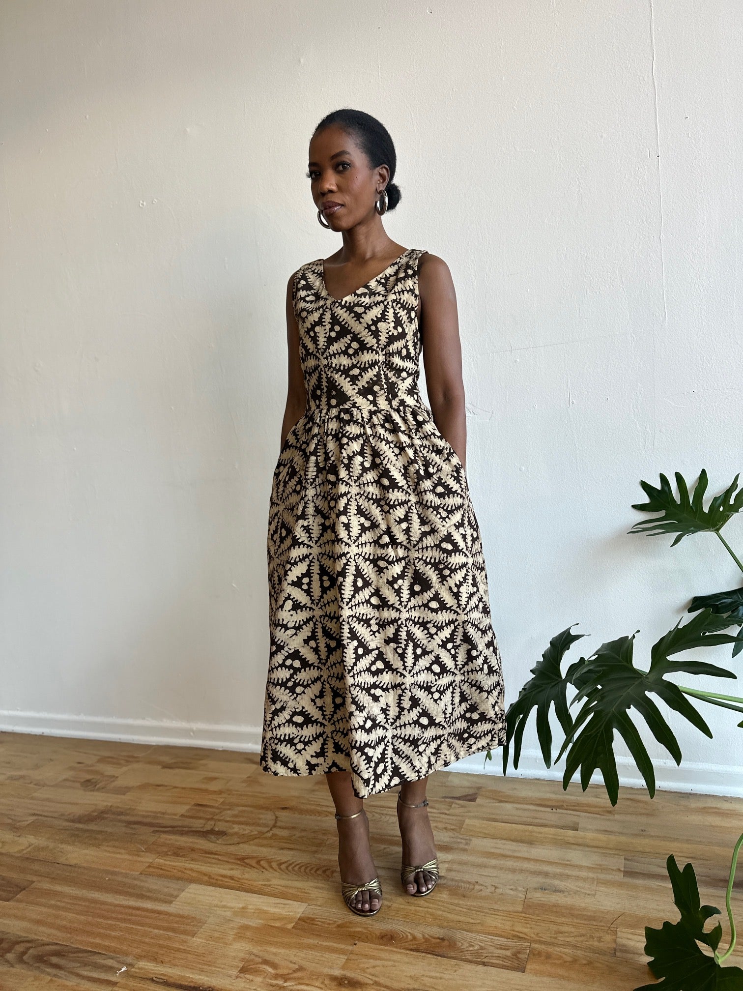 The Upendo Dress- Brown Batiki Print
