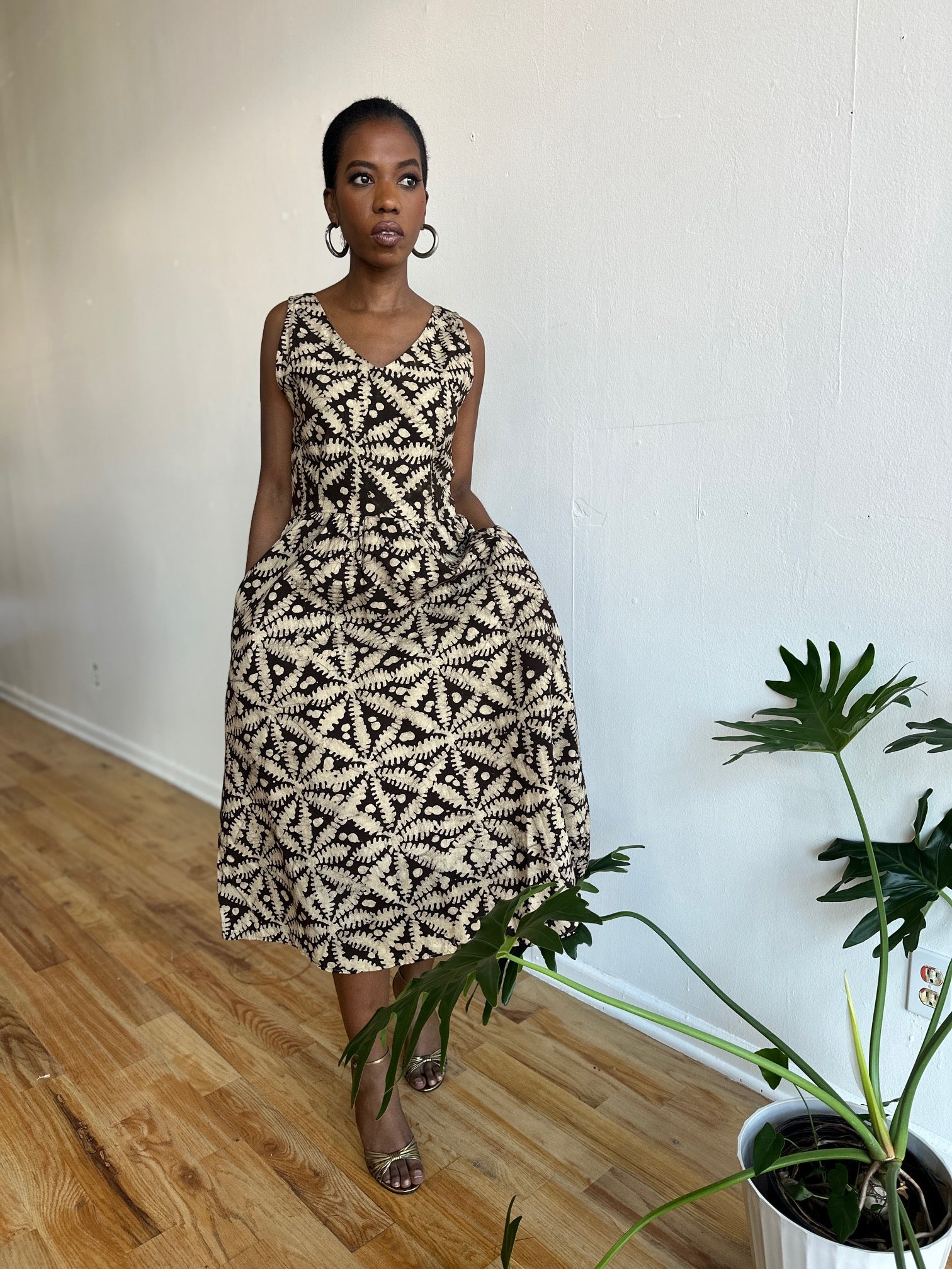 The Upendo Dress- Brown Batiki Print