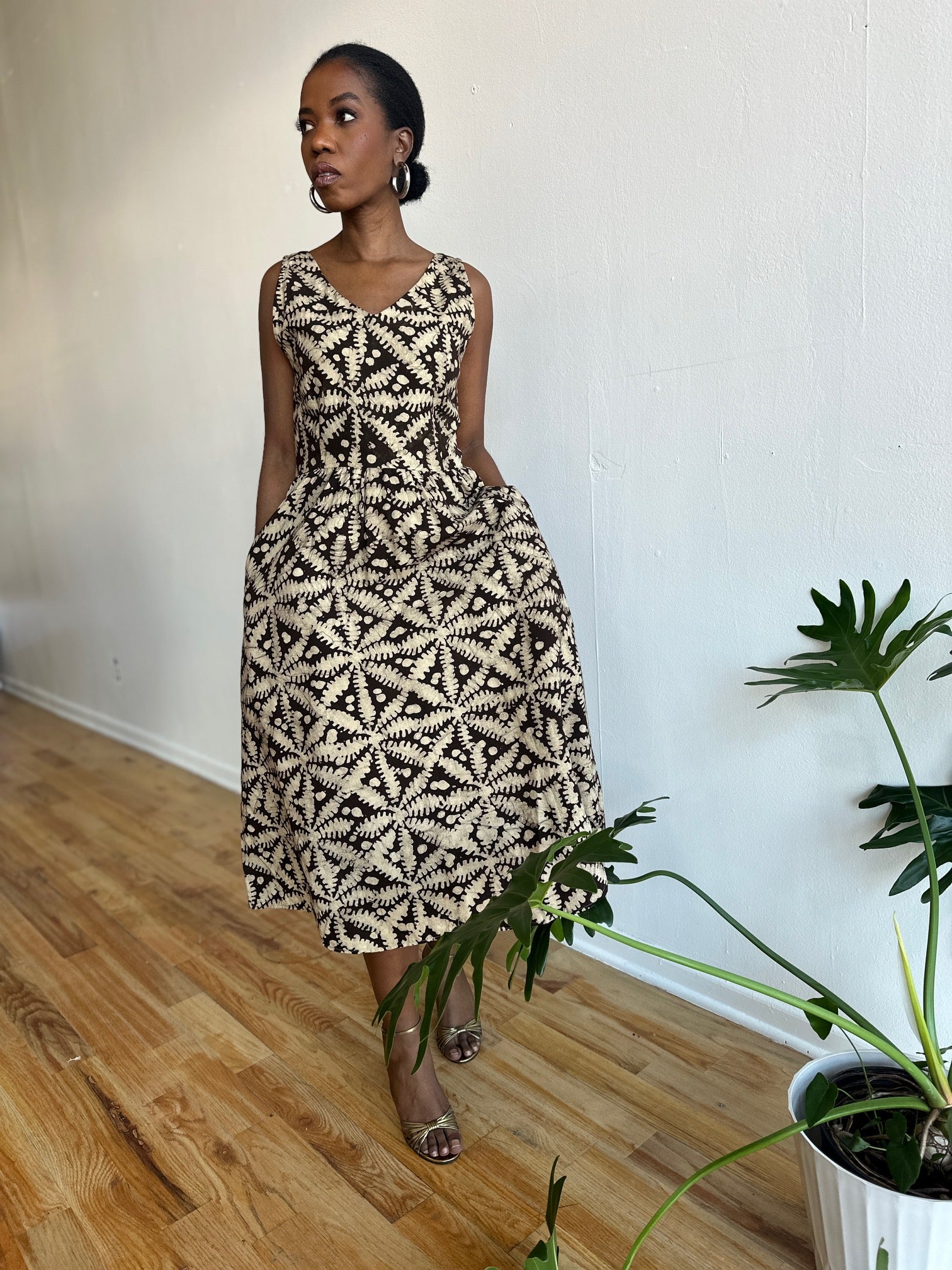 The Upendo Dress- Brown Batiki Print