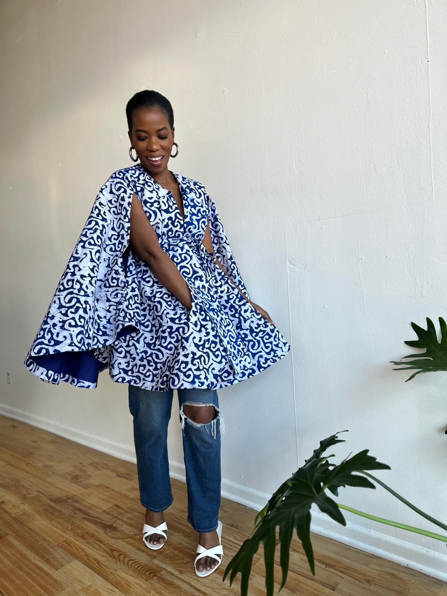 It’s Handled Jacket- Blue Batiki