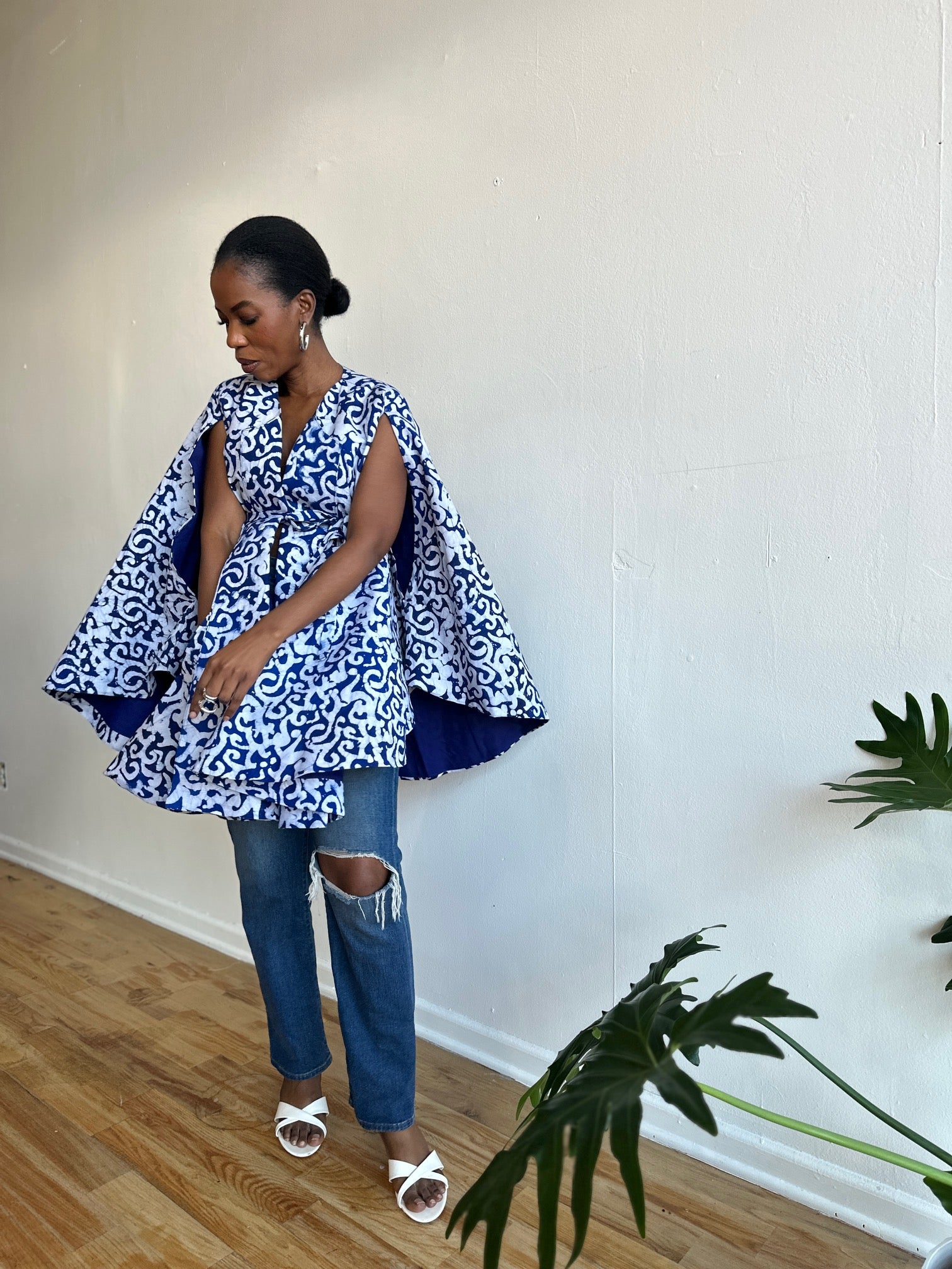 It’s Handled Jacket- Blue Batiki