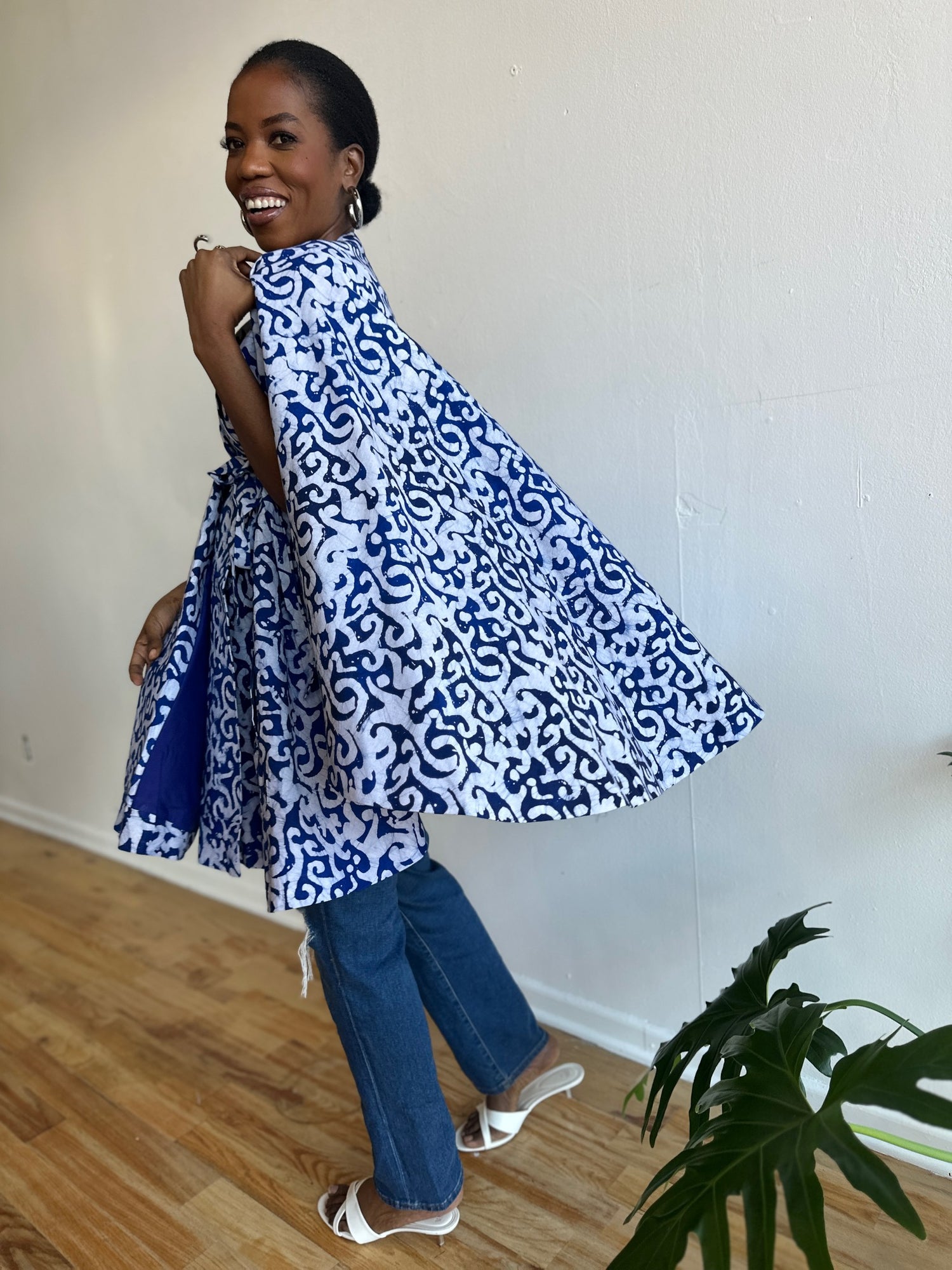 It’s Handled Jacket- Blue Batiki