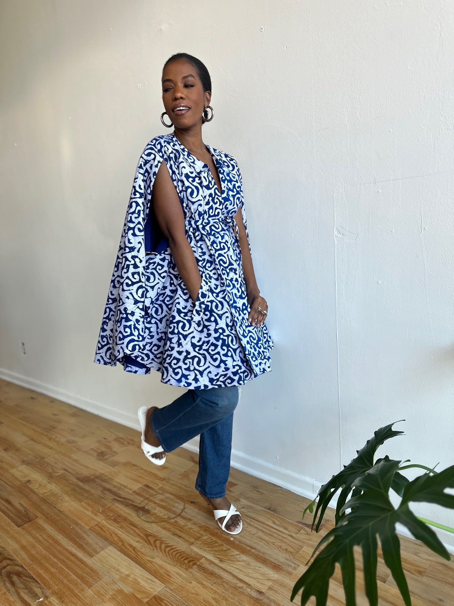 It’s Handled Jacket- Blue Batiki