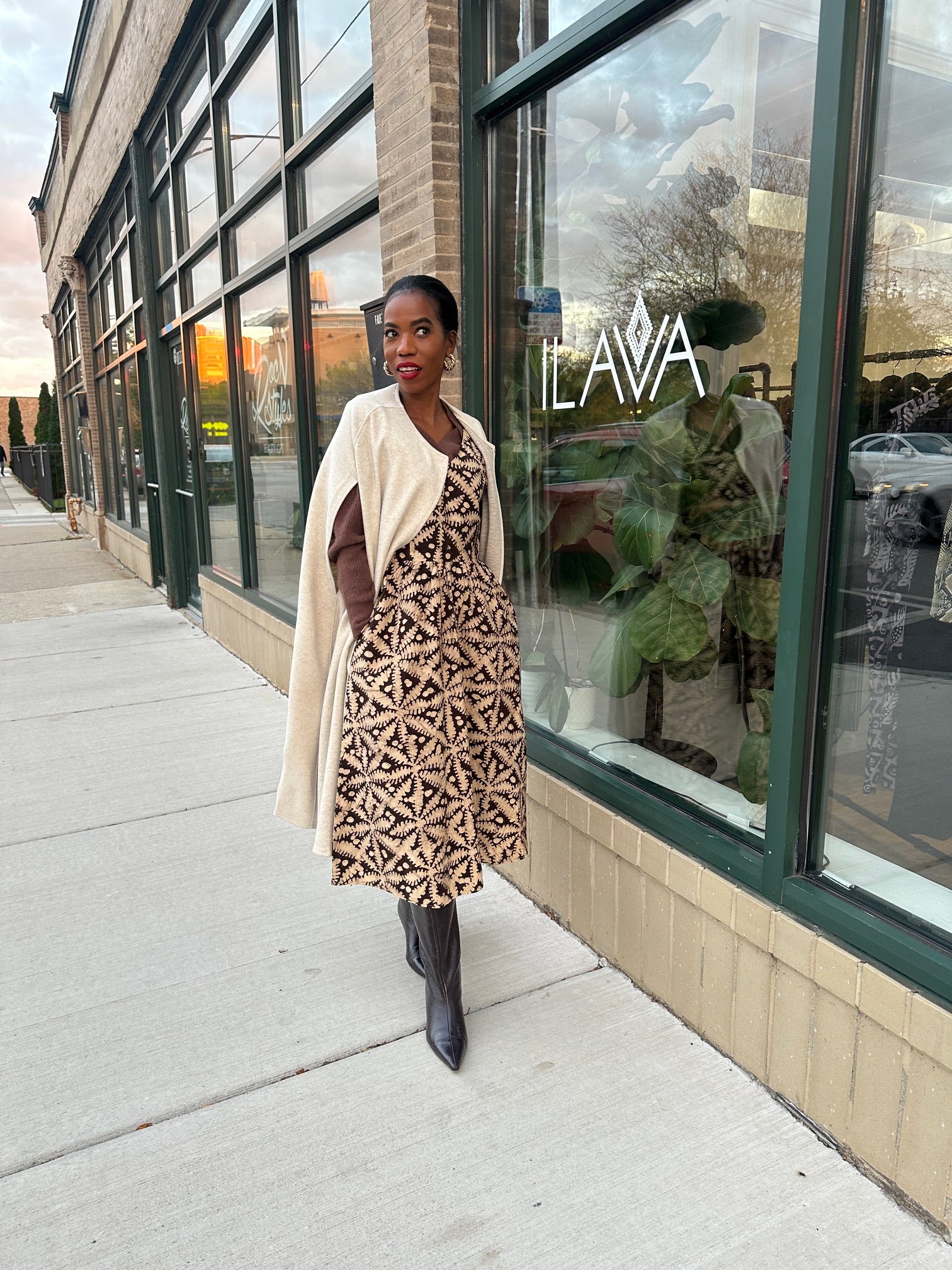 The Upendo Dress- Brown Batiki Print