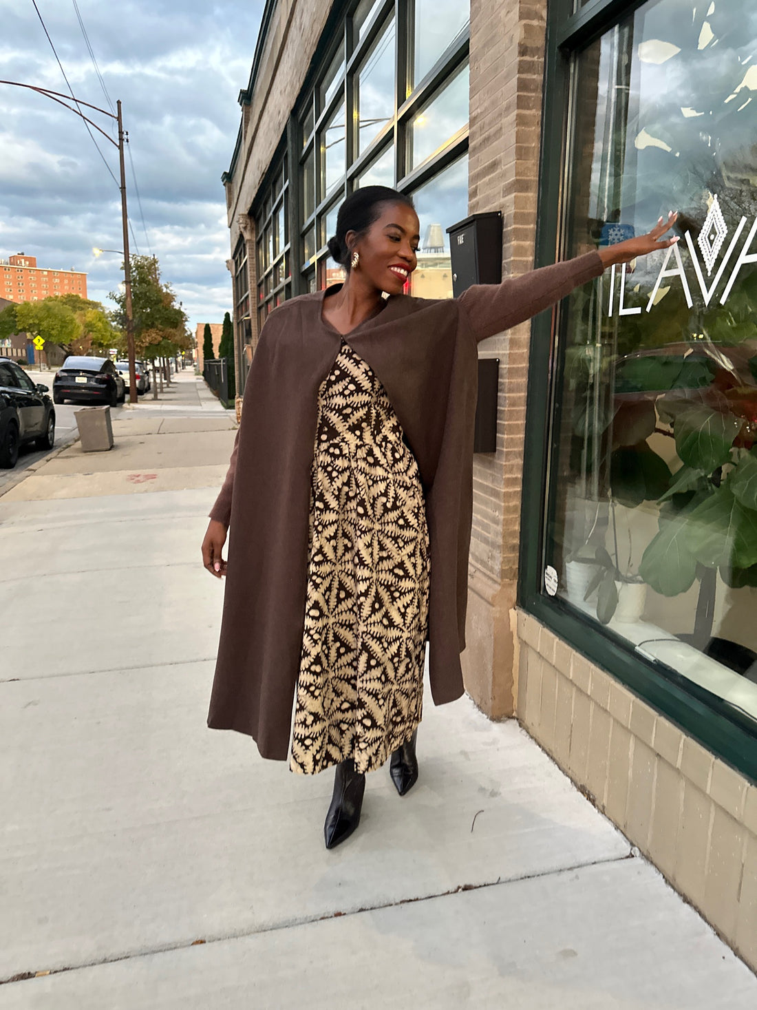 The Upendo Dress- Brown Batiki Print