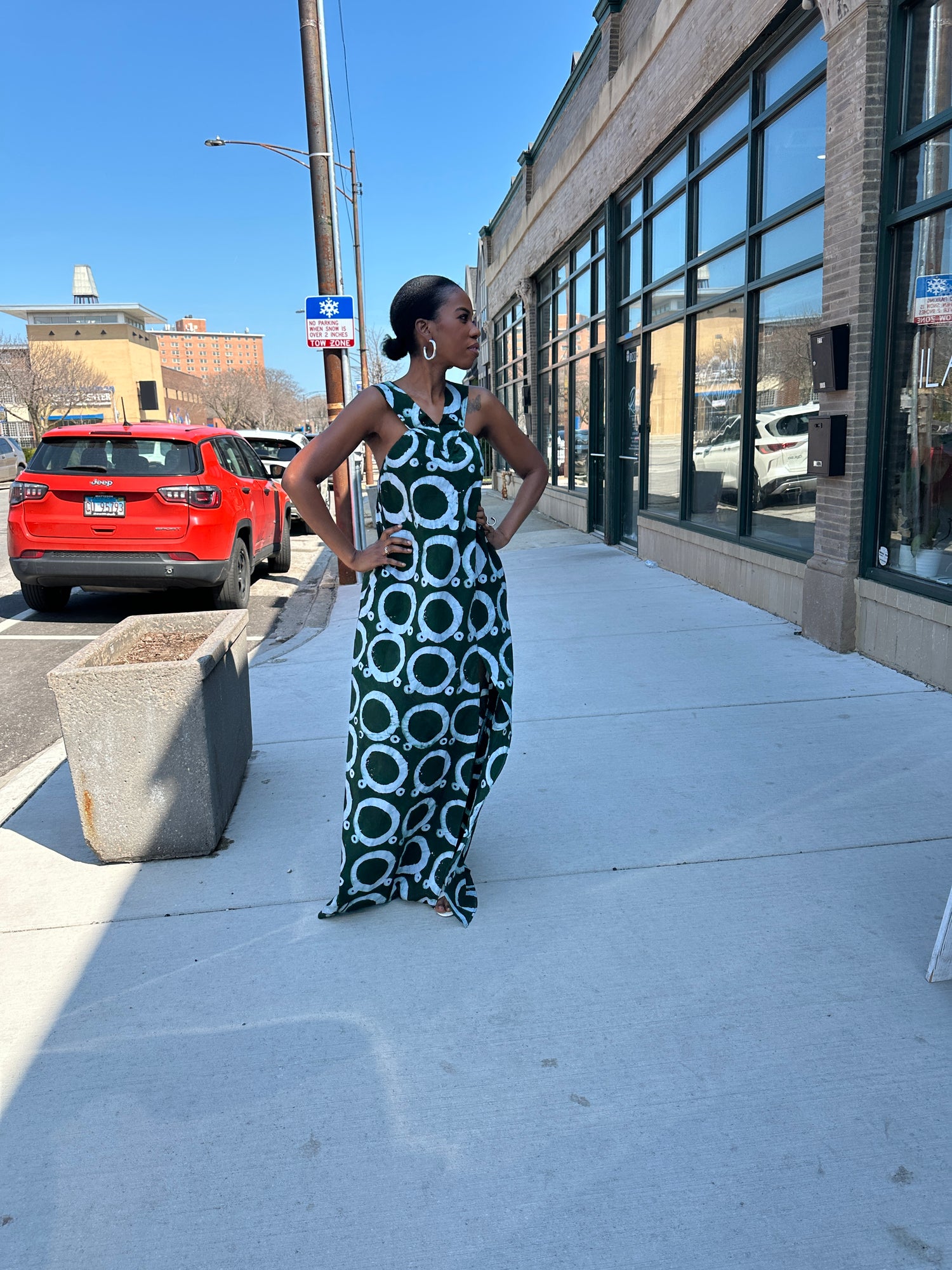 The Mrembo Dress- Forest Green Batiki
