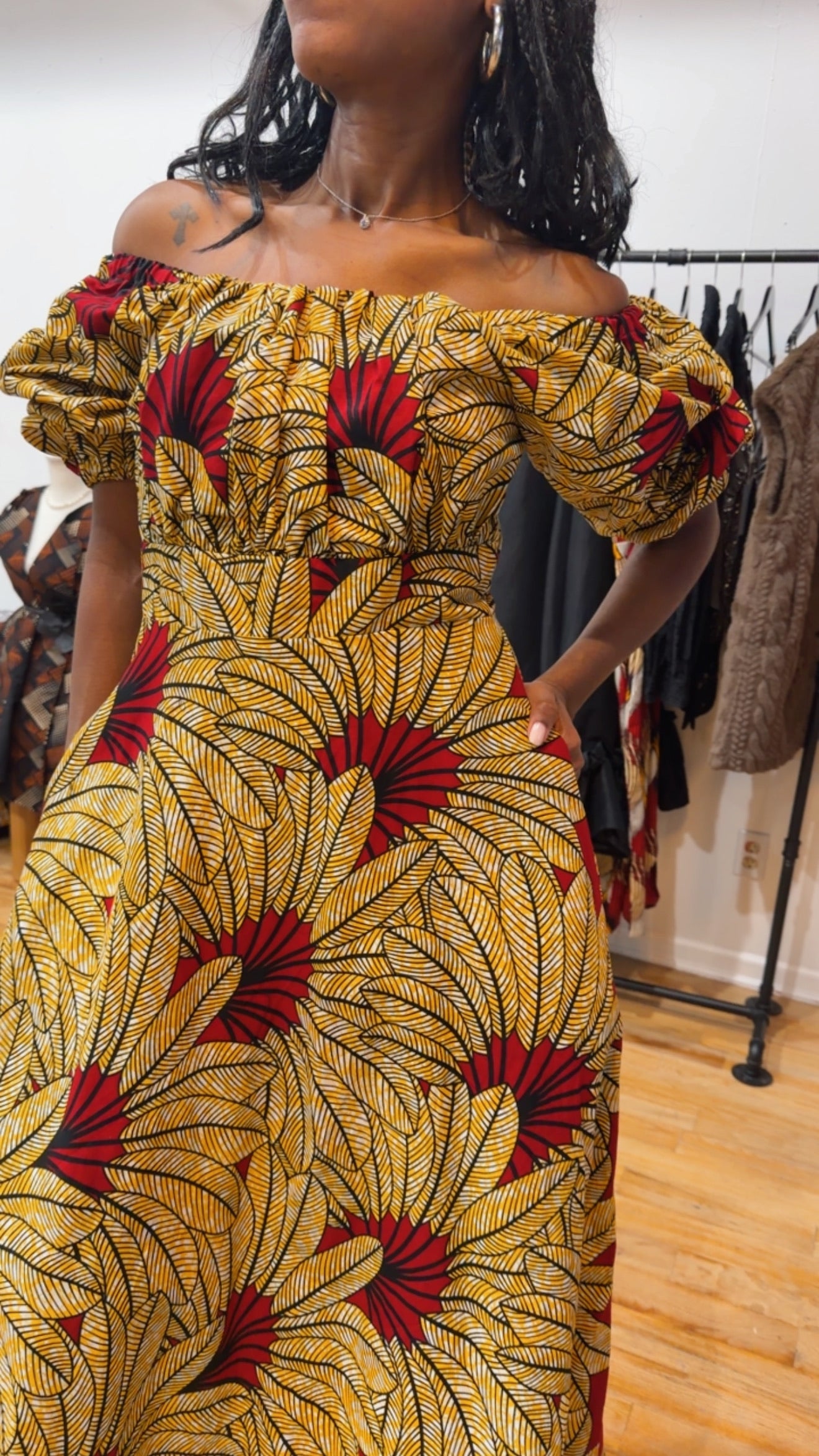 The Nuru Off-Shoulder Flow Dress