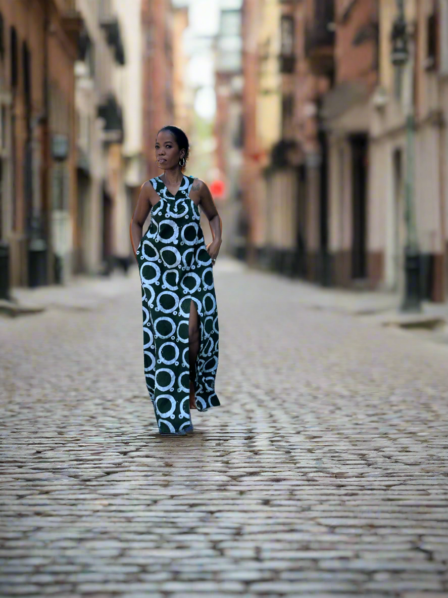 The Mrembo Dress- Forest Green Batiki