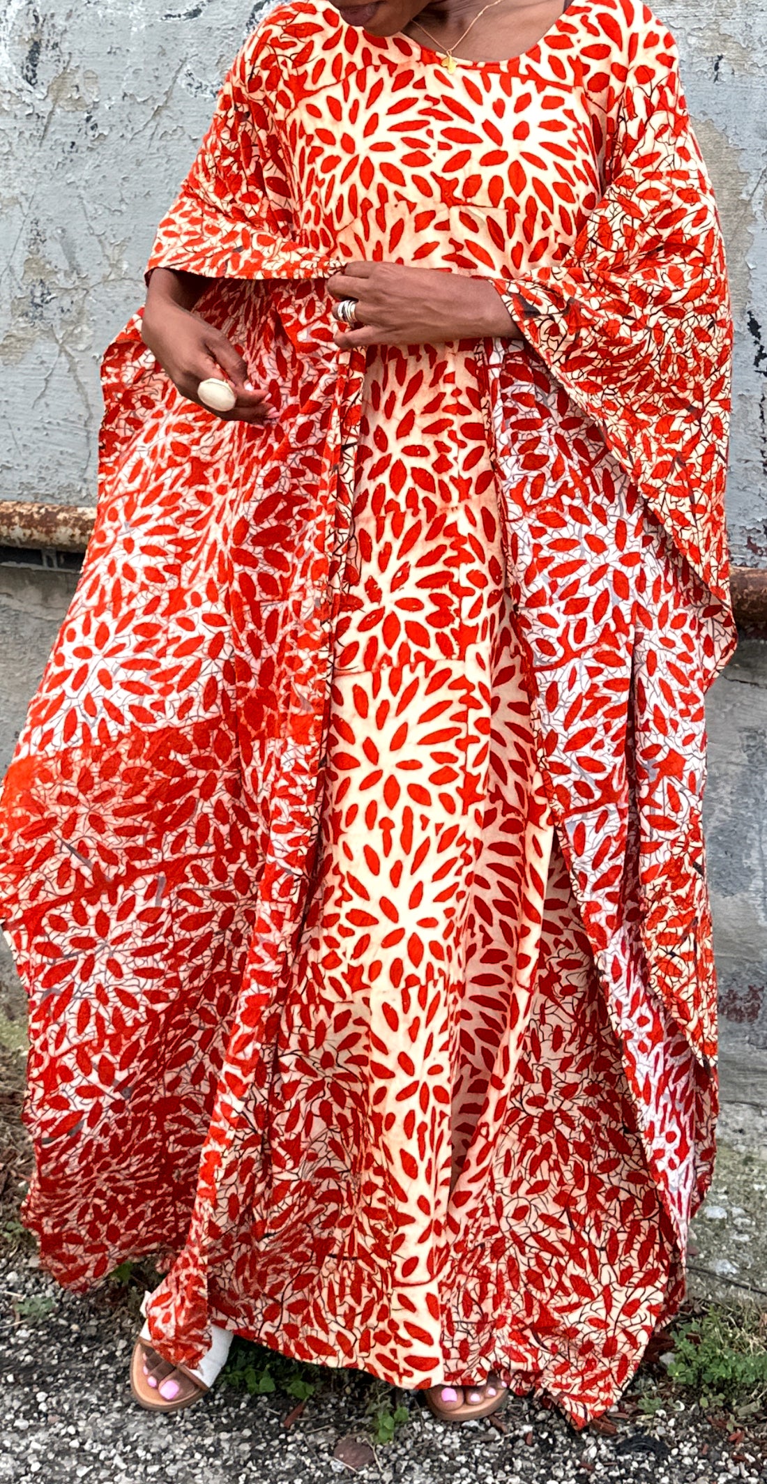 Rich Auntie Dera Dress-Orange Crush