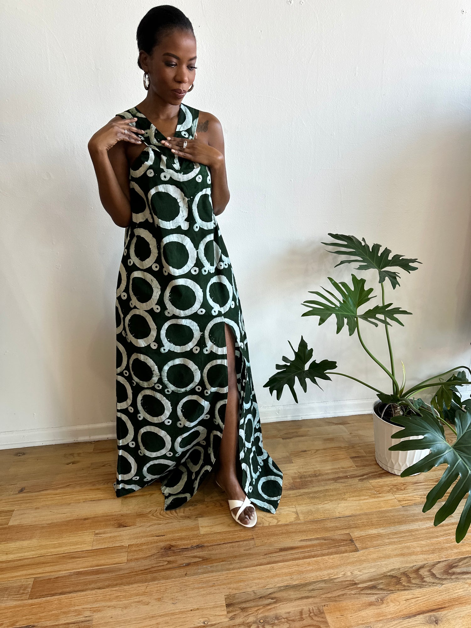 The Mrembo Dress- Forest Green Batiki