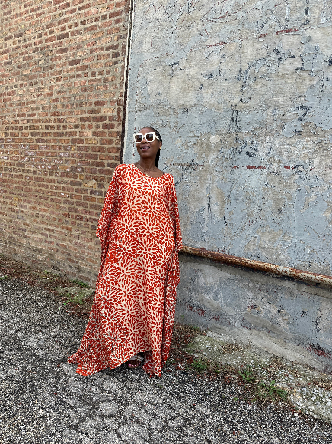 Rich Auntie Dera Dress-Orange Crush