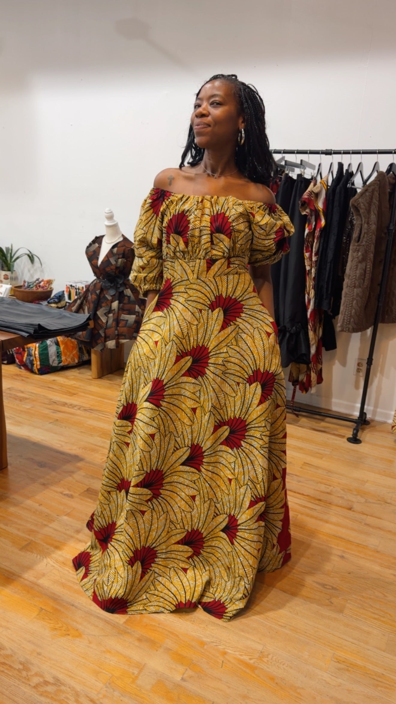 The Nuru Off-Shoulder Flow Dress