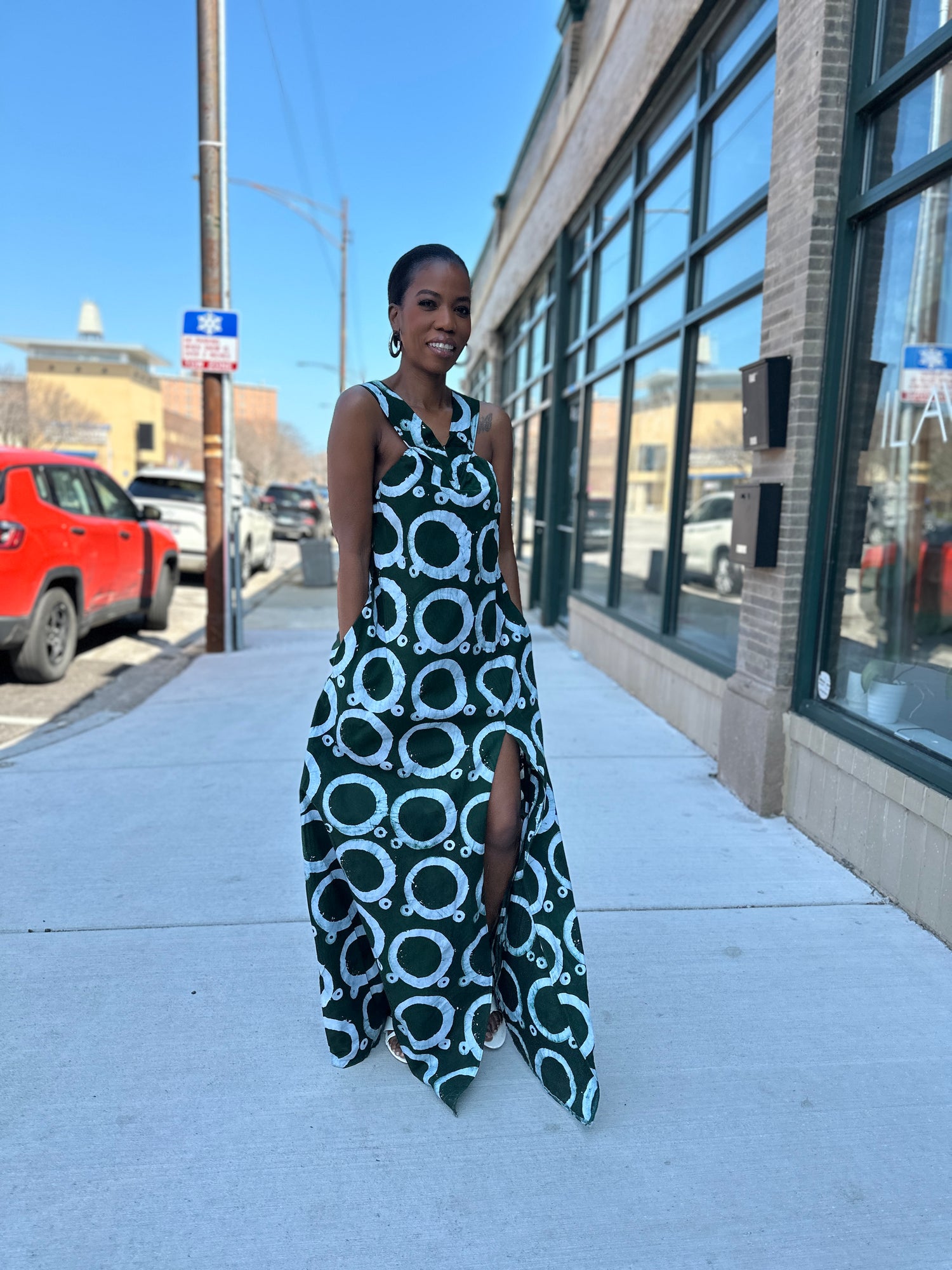 The Mrembo Dress- Forest Green Batiki