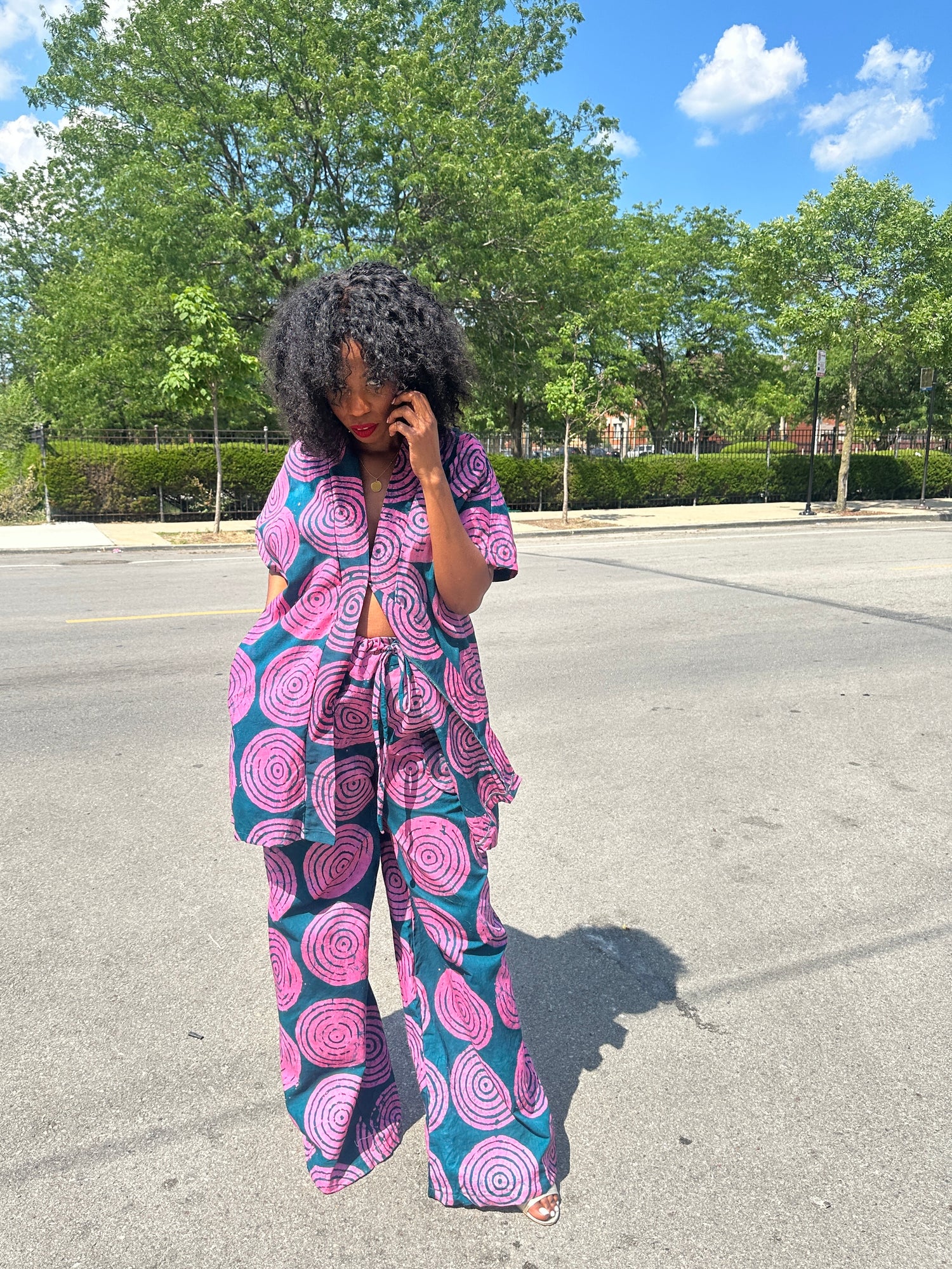 The Raha Set - Dark Green and Pink