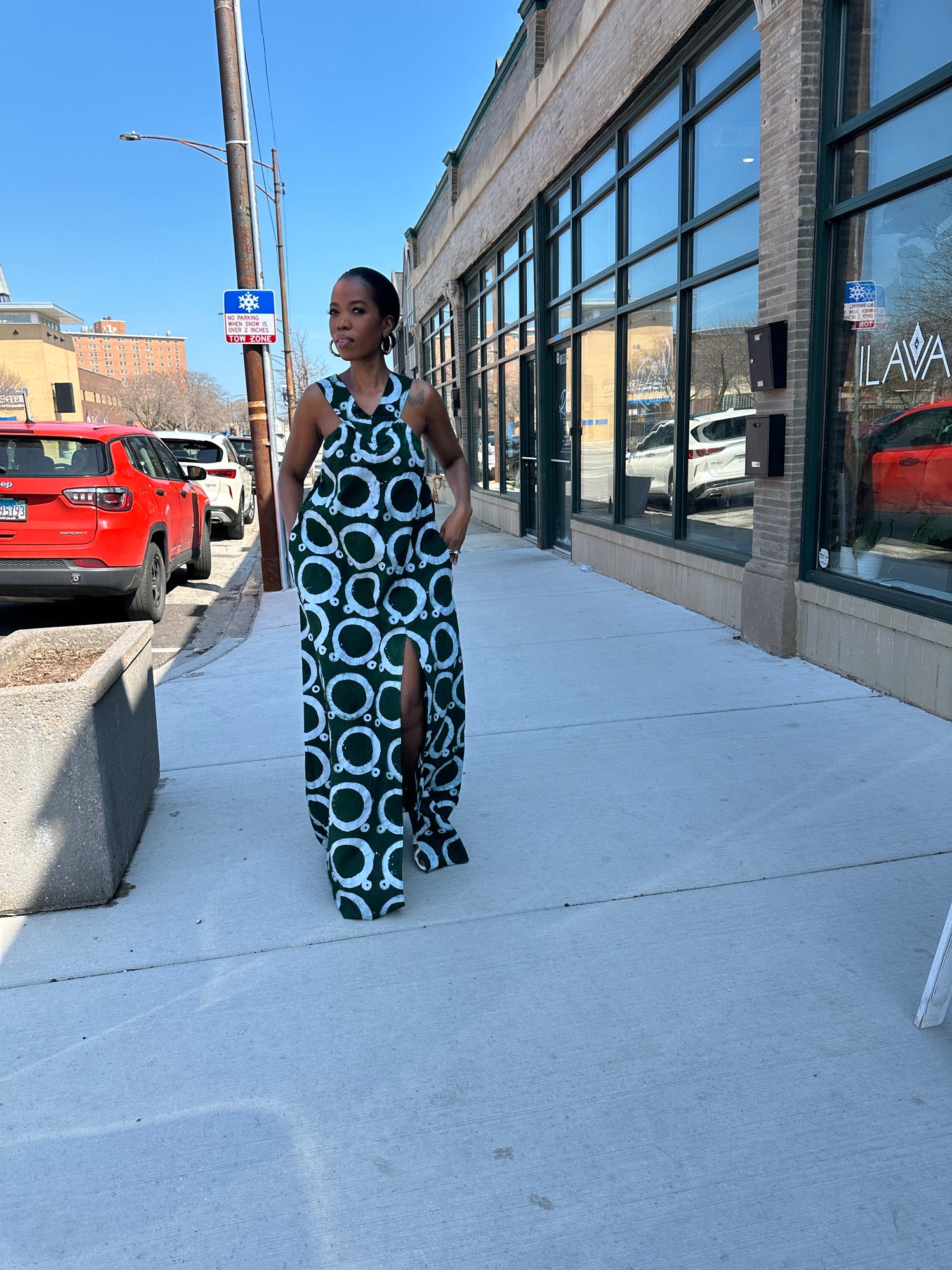 The Mrembo Dress- Forest Green Batiki