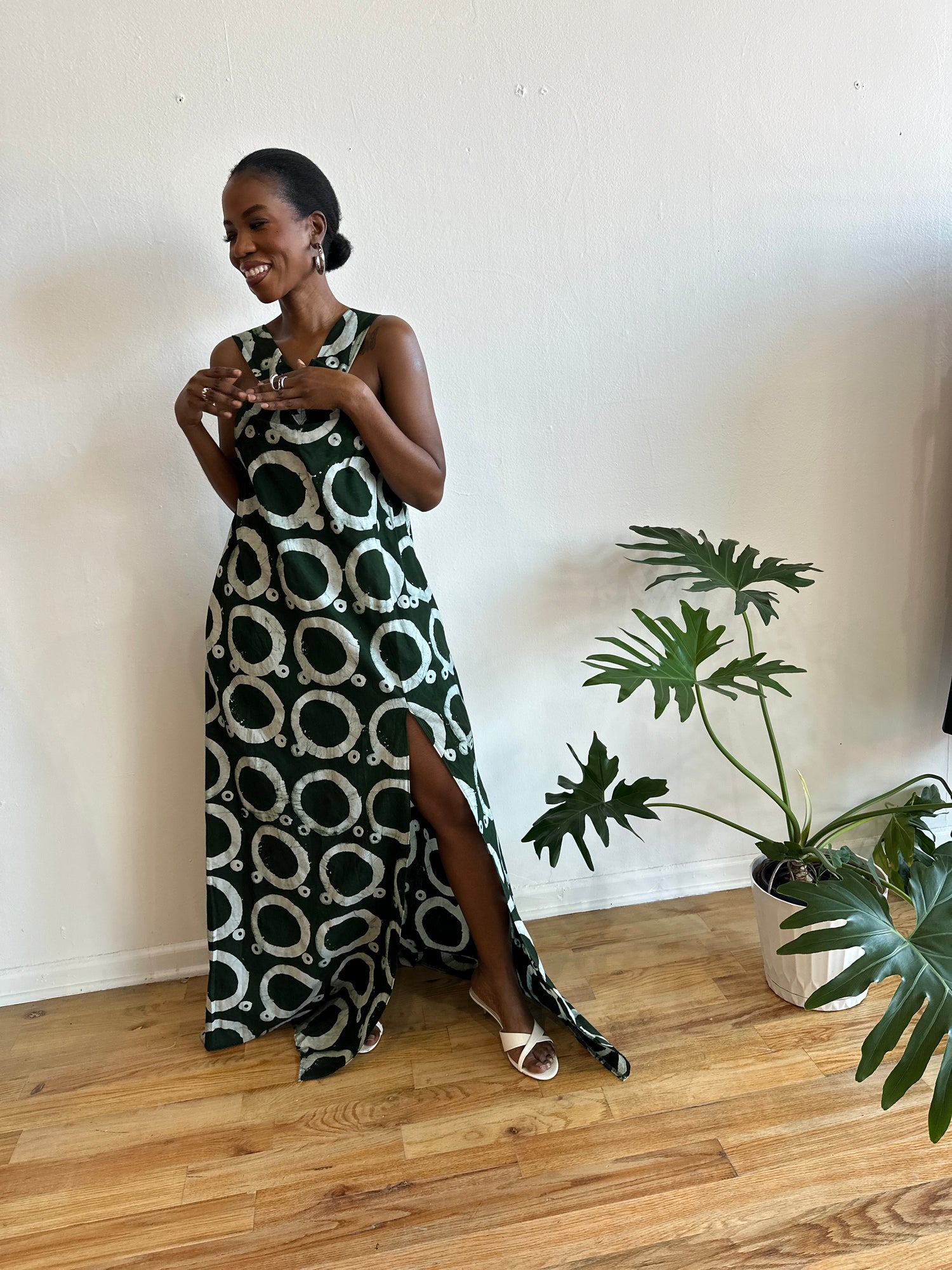 The Mrembo Dress- Forest Green Batiki