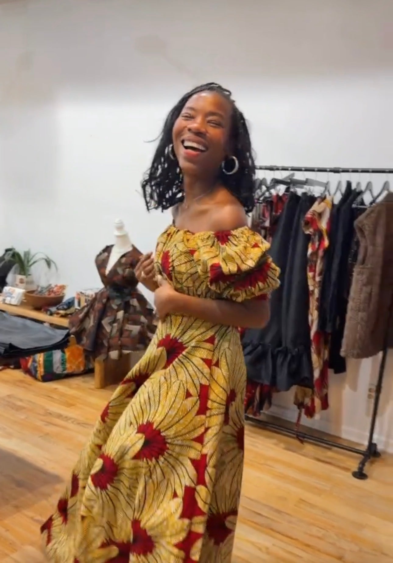 The Nuru Off-Shoulder Flow Dress