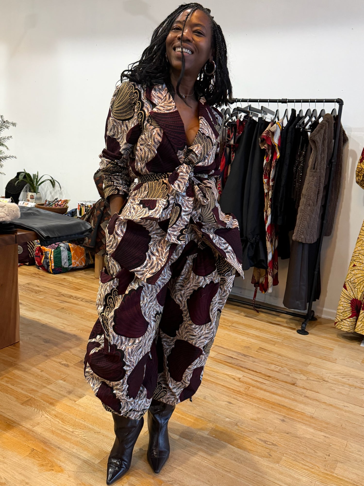 Barrel Style Two-Piece Suit Cranberry Print