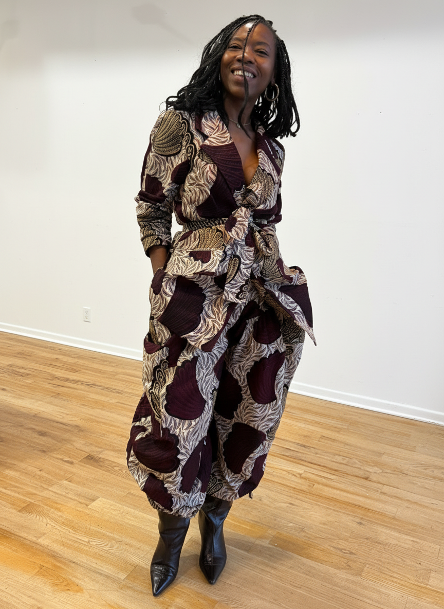 Barrel Style Two-Piece Suit Cranberry Print