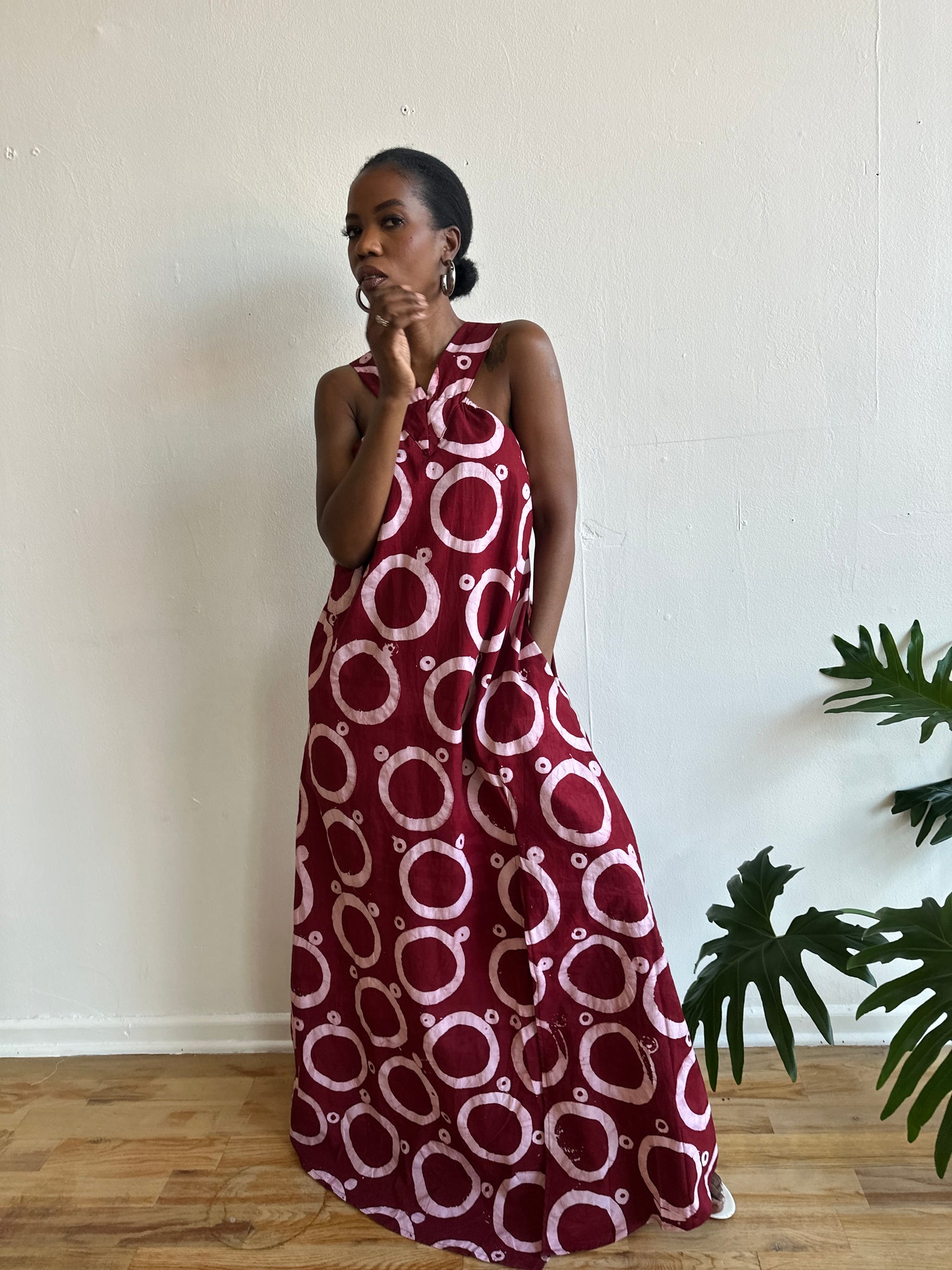 The Mrembo  Dress- Blood Red Batiki