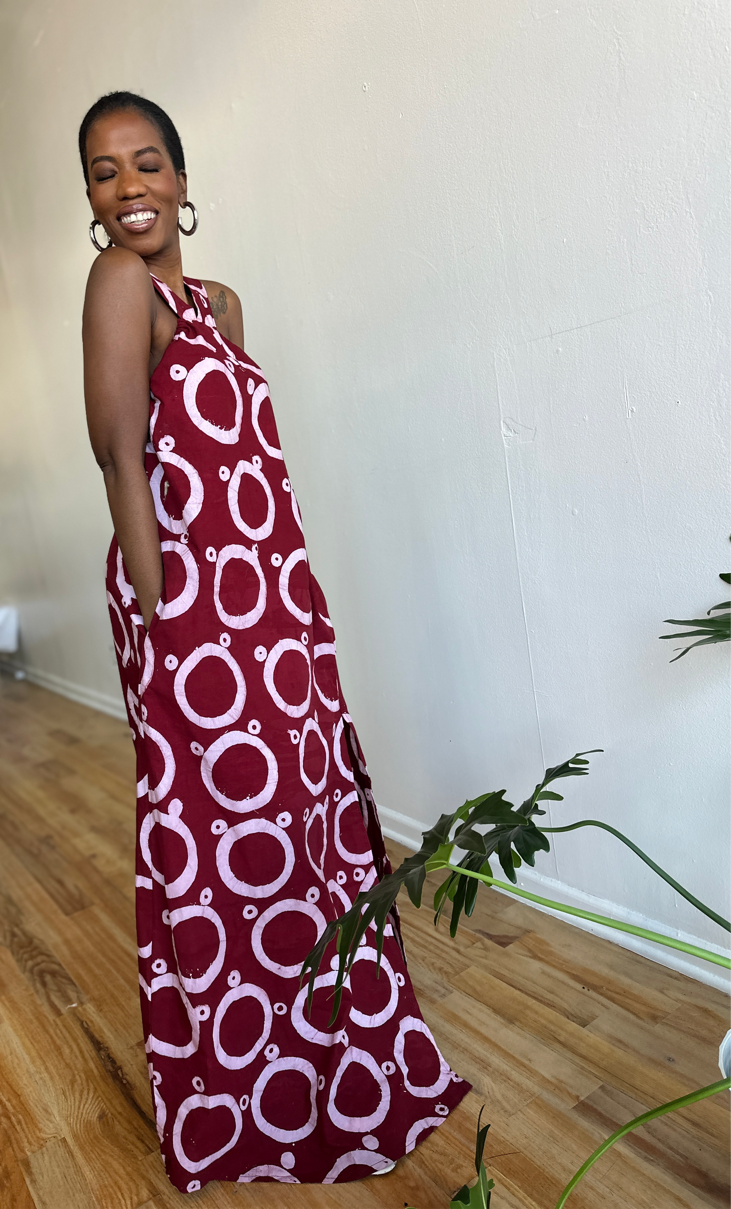 The Mrembo  Dress- Blood Red Batiki