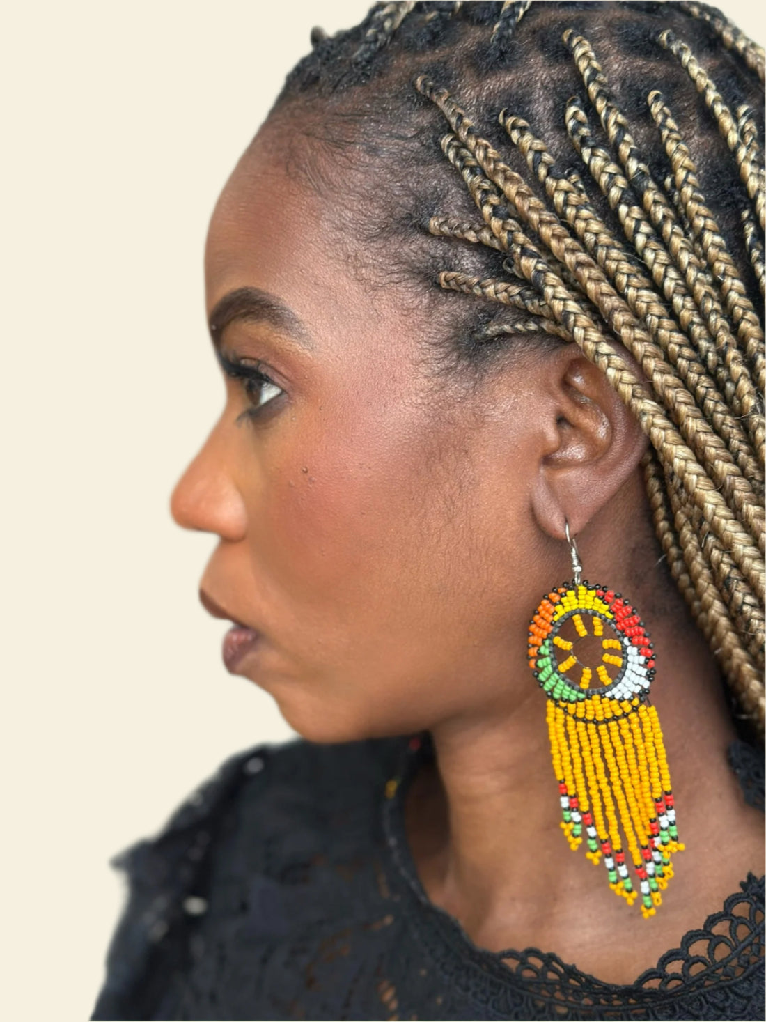 Orange Maasai Beaded Chandelier Earrings