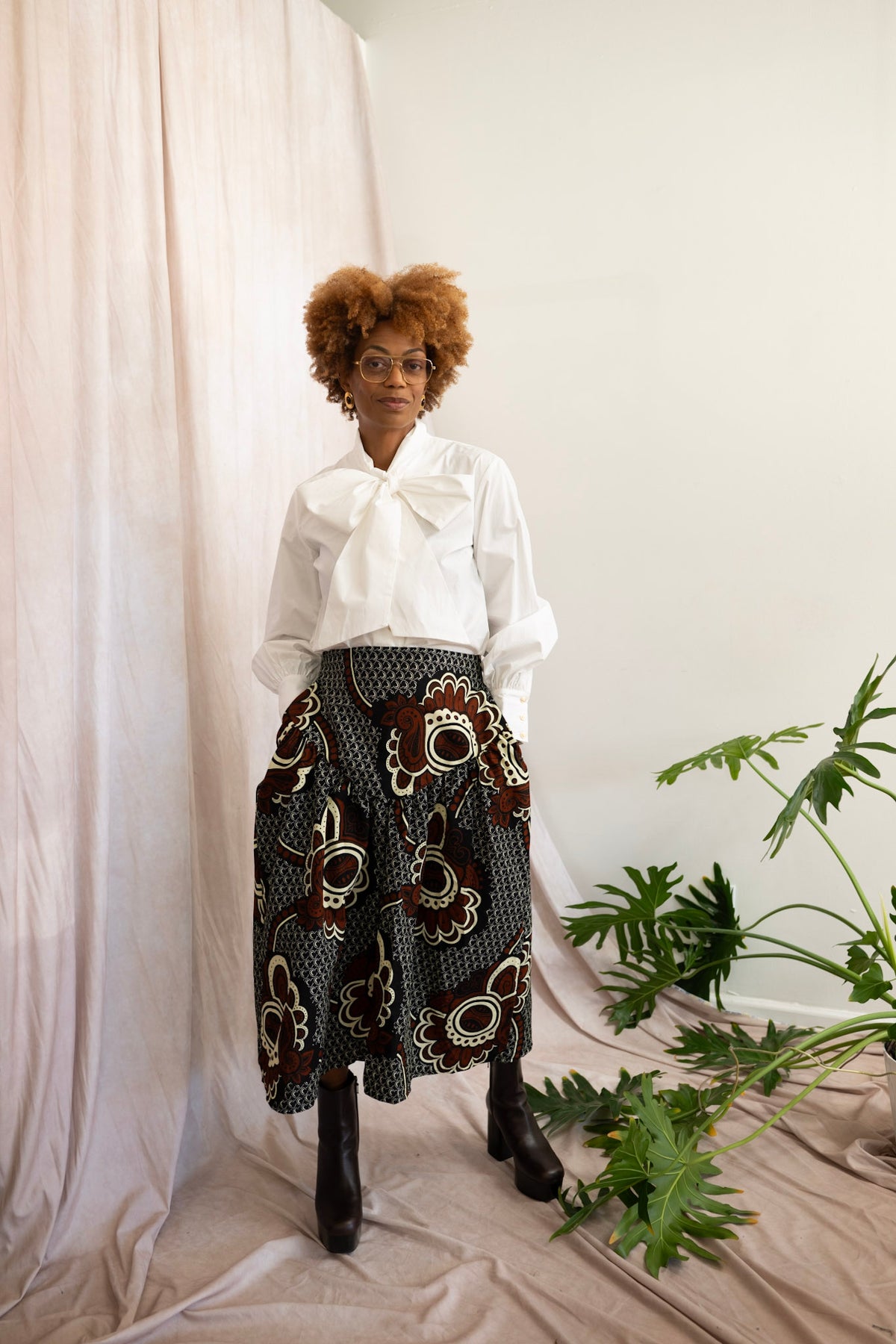 Jengo African Print Barrel Midi Skirt