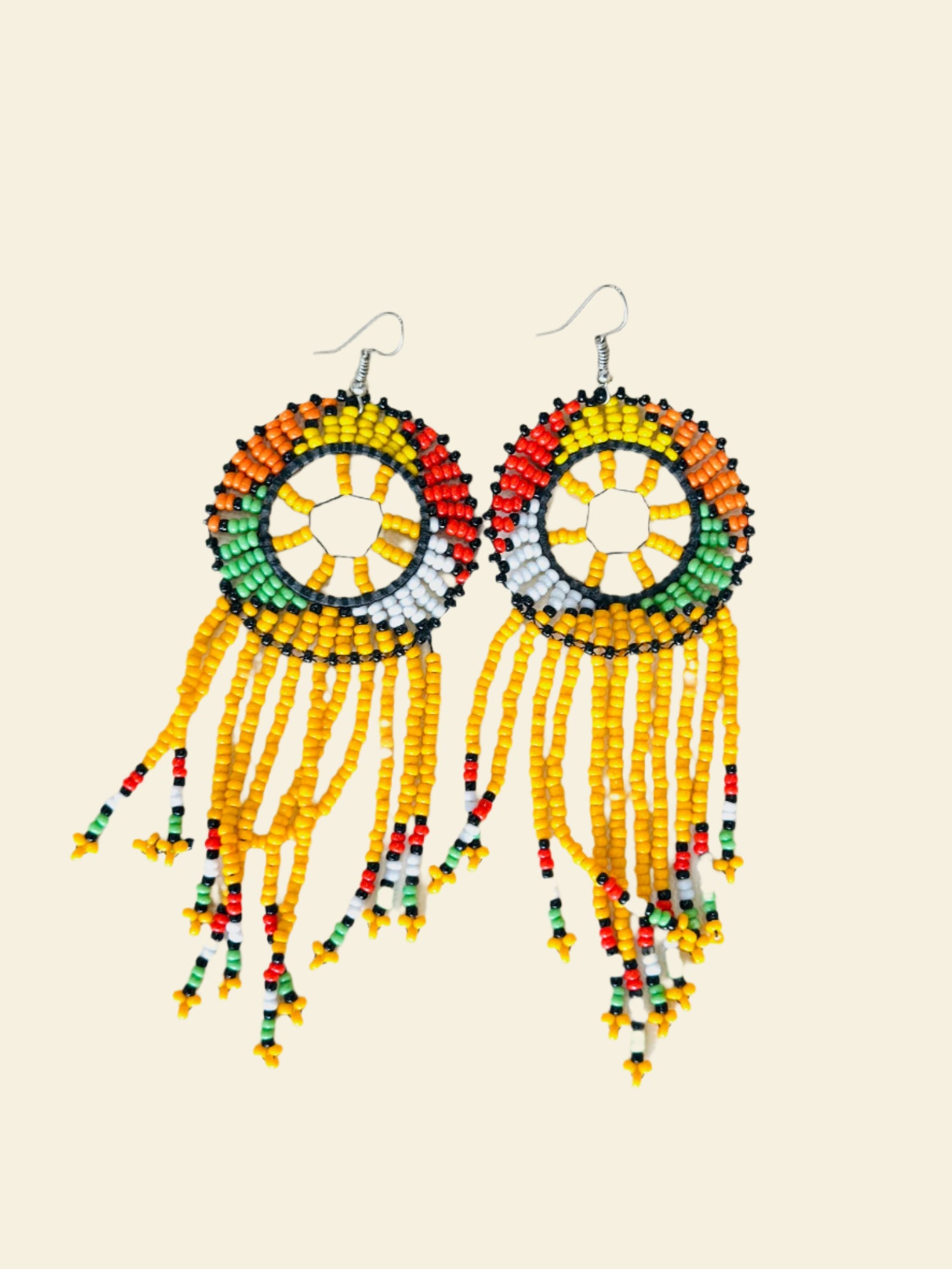 Orange Maasai Beaded Chandelier Earrings