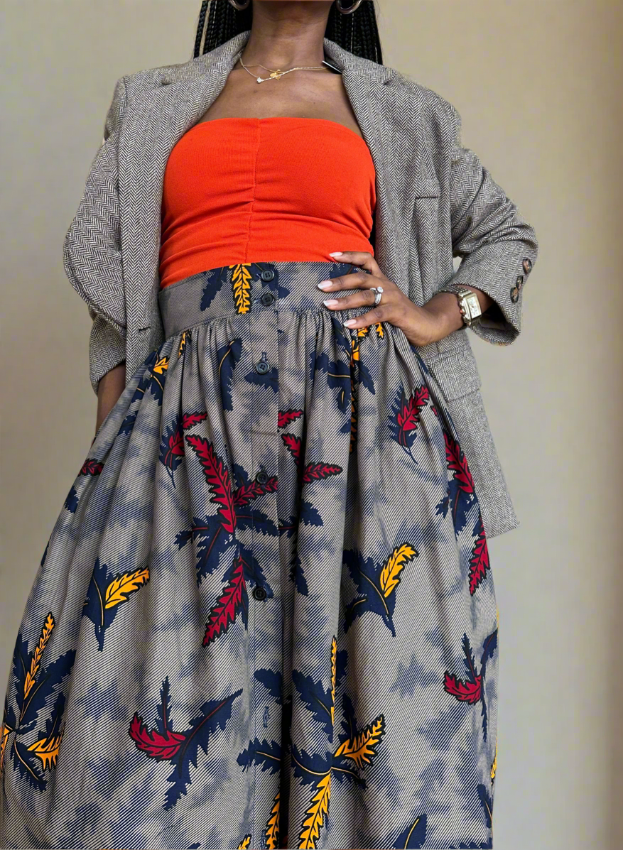 The Asili  Front Button Full Skirt