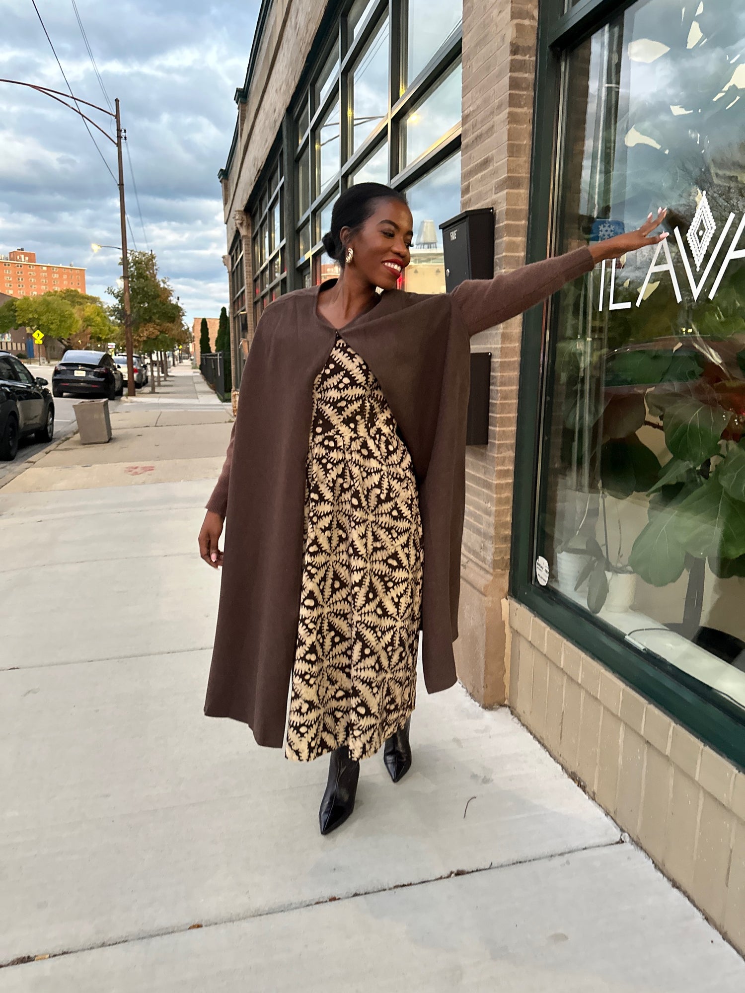 The Upendo Dress- Brown Batiki Print