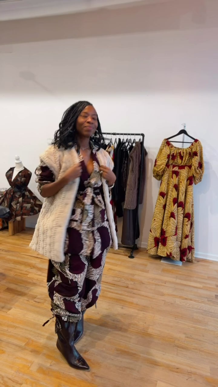 Barrel Style Two-Piece Suit Cranberry Print