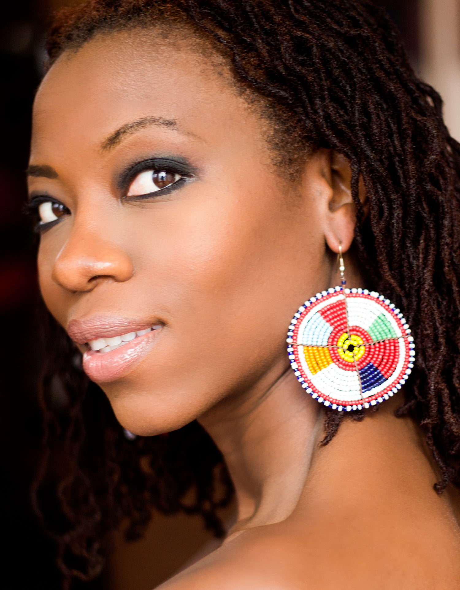 Color-Blocked Maasai Beaded Earrings